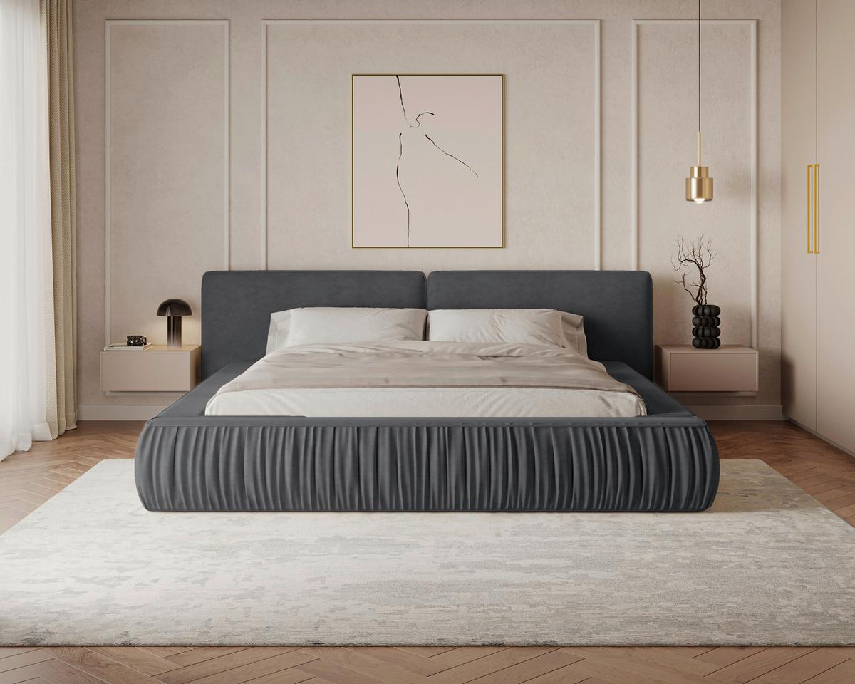 POLSTERBETT Vanessa Anthrazit 140x200cm - Anthrazit/Schwarz, MODERN, Holz/Metall (140/200cm) - Livetastic