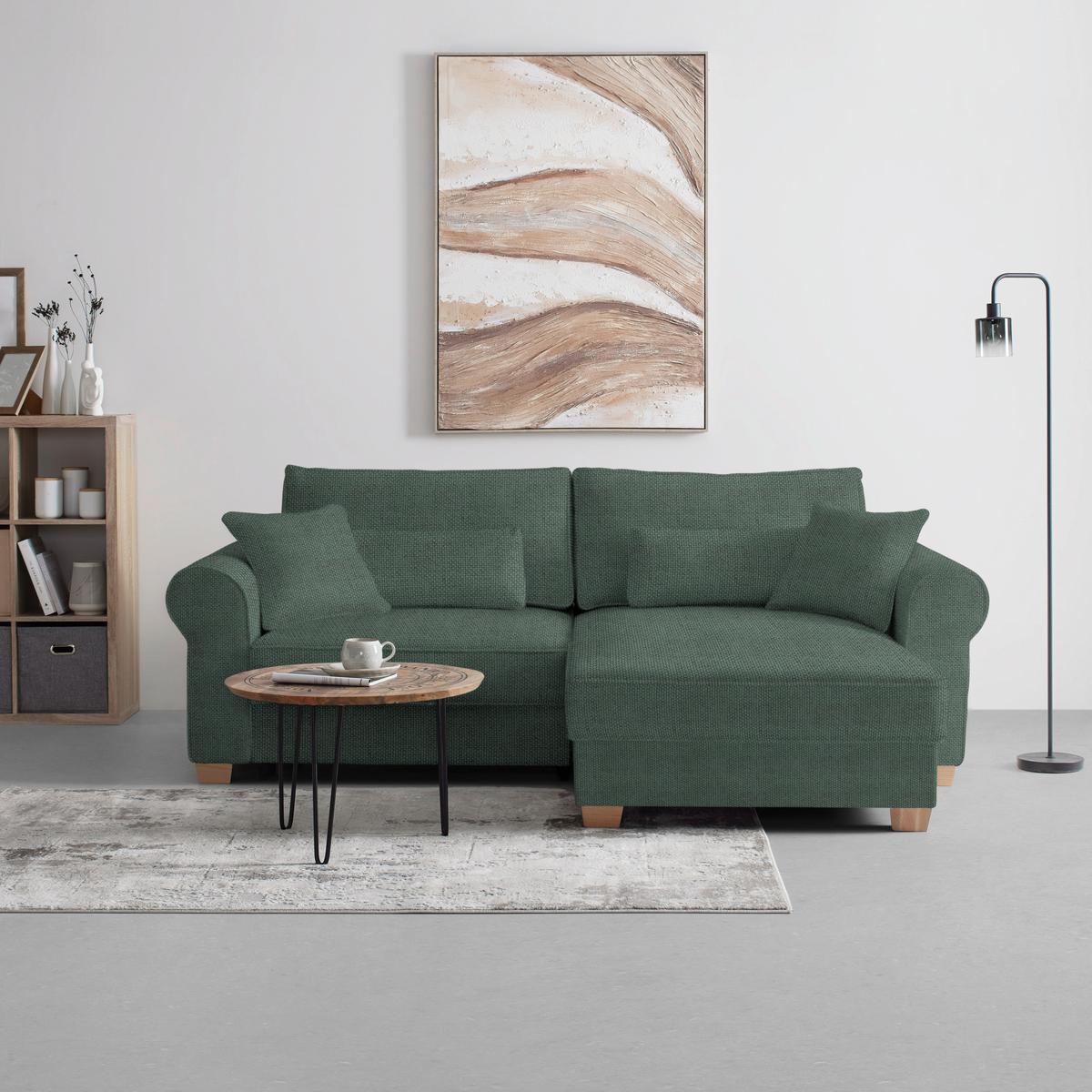 Sedací souprava ANGELO, oboustranná, tmavě zelená - tmavě zelená, Moderní, dřevo/kompozitní dřevo (255/92/185cm) - Mömax