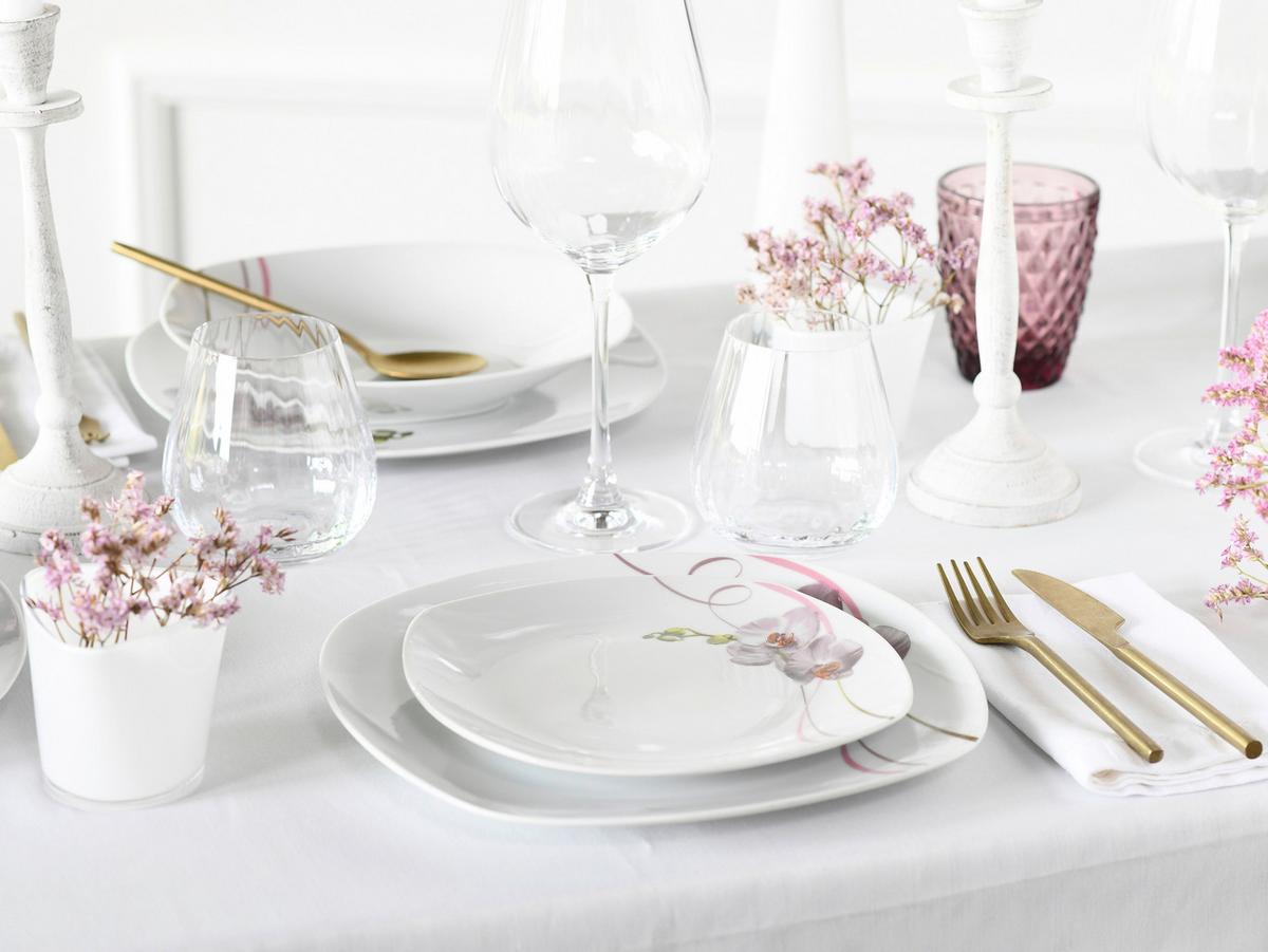 Speisetellerset Square Orchidee, 18--Teilig., Multicolor - Multicolor, Trend, Keramik - Creatable