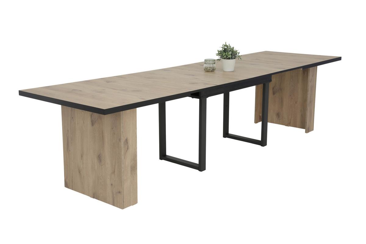 ESSTISCH ANNI T - Eichefarben/Schwarz, MODERN, Holzwerkstoff/Metall (90/160-320/76cm) - P & B