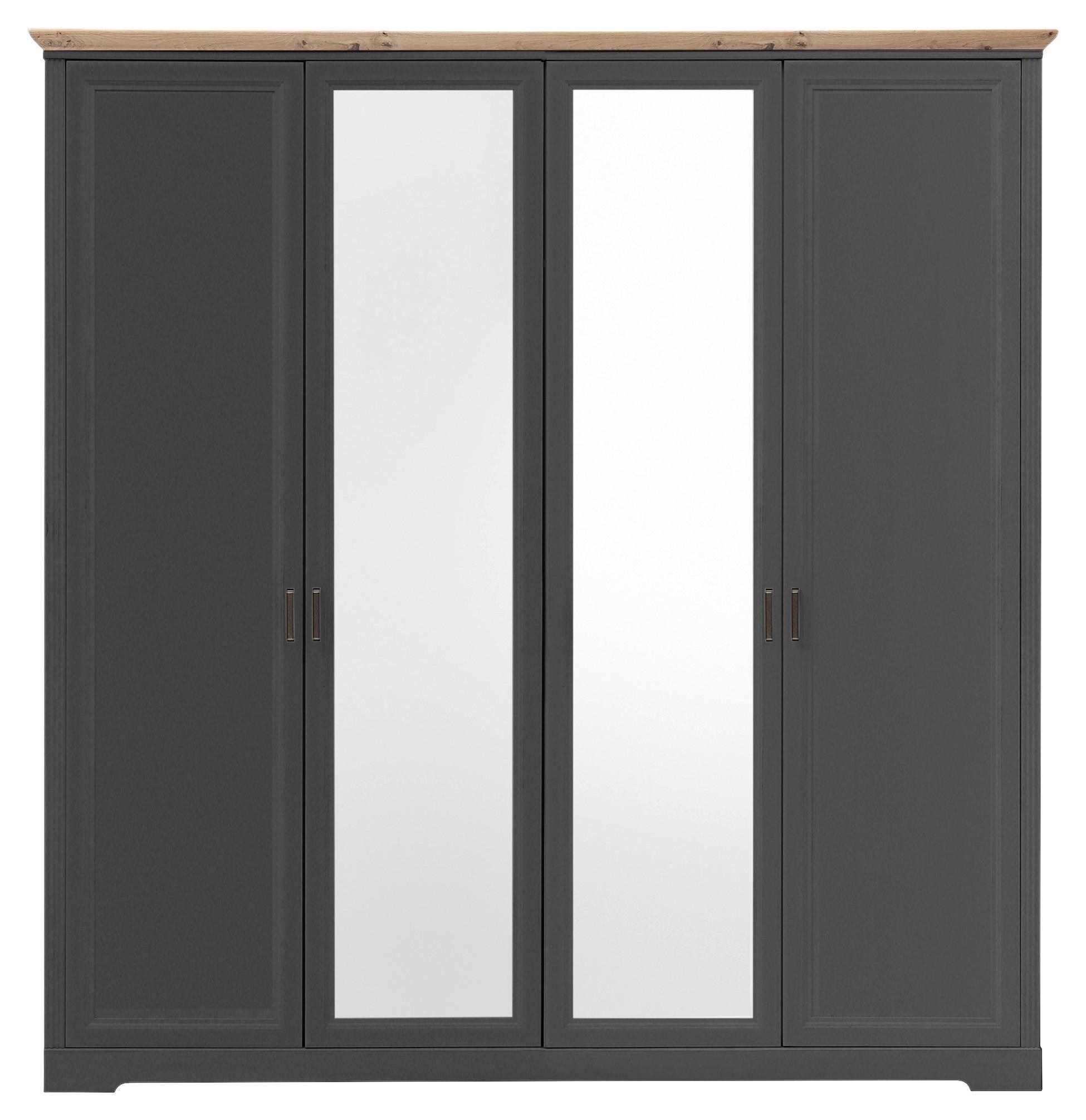 Drehtürenschrank Mit Spiegel 214 cm Jasmin II Graphitfarben - Graphitfarben/Eiche Artisan, LIFESTYLE, Holzwerkstoff (214/220/64cm)