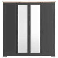 Drehtürenschrank Mit Spiegel 214 Cm Jasmin Ii Graphitfarben - Graphitfarben/Eiche Artisan, LIFESTYLE, Holzwerkstoff (214/220/64cm)