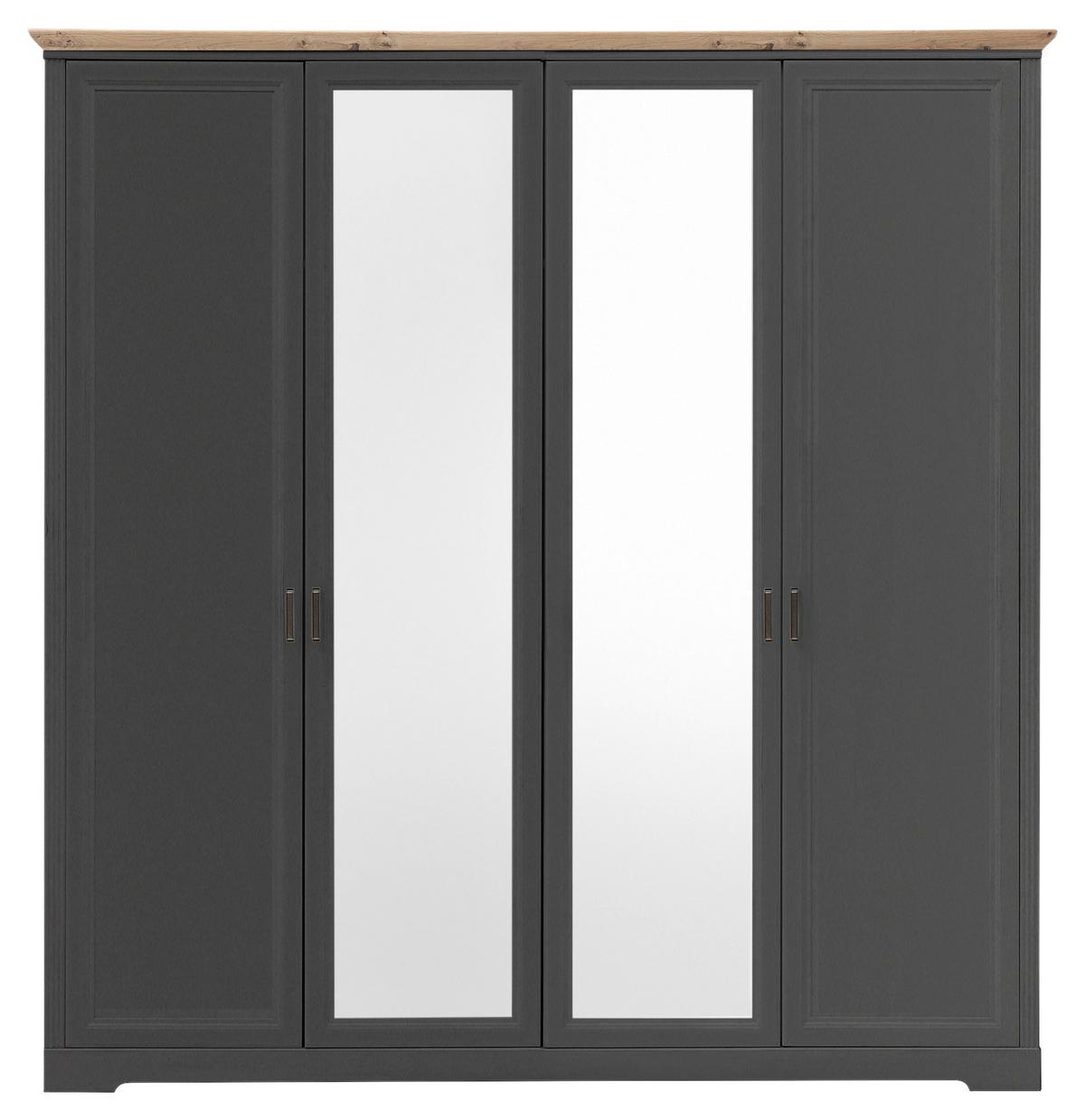 Drehtürenschrank Mit Spiegel 214 Cm Jasmin Ii Graphitfarben - Graphitfarben/Eiche Artisan, LIFESTYLE, Holzwerkstoff (214/220/64cm)