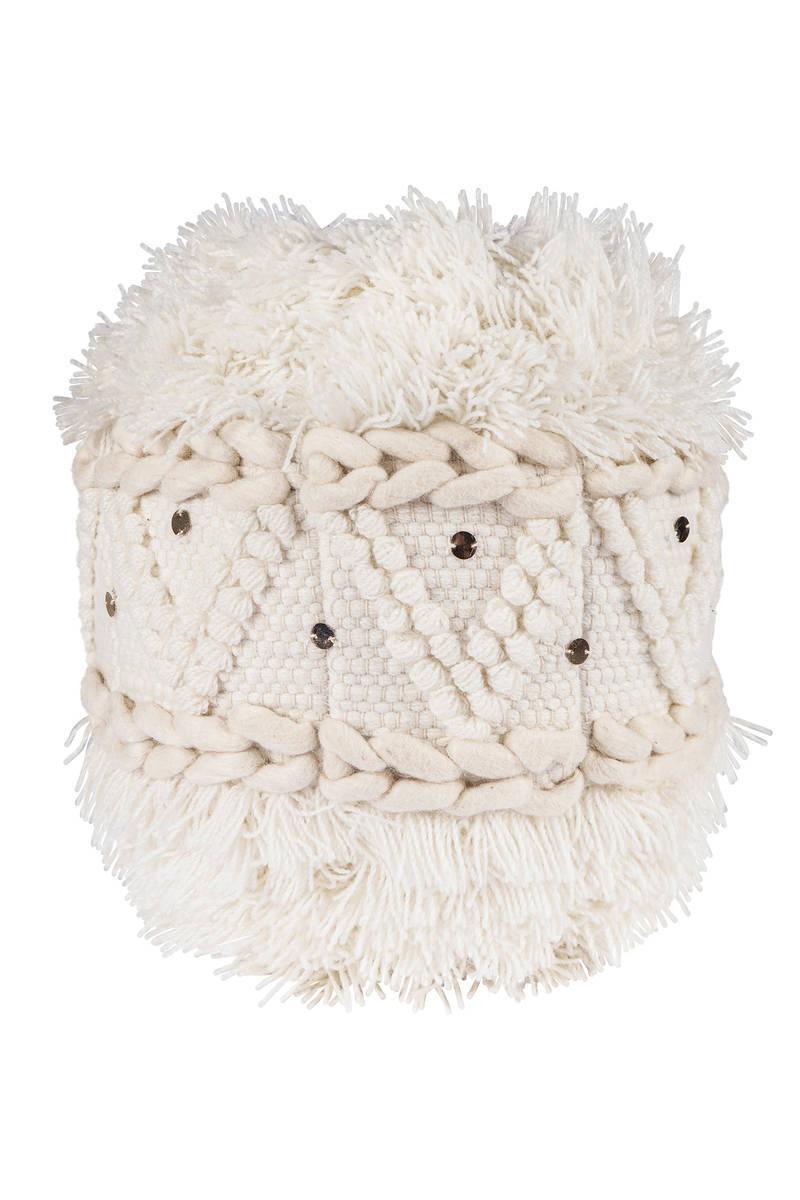 Pouf Bohist Baumwolle Creme DxH: 35x35 cm