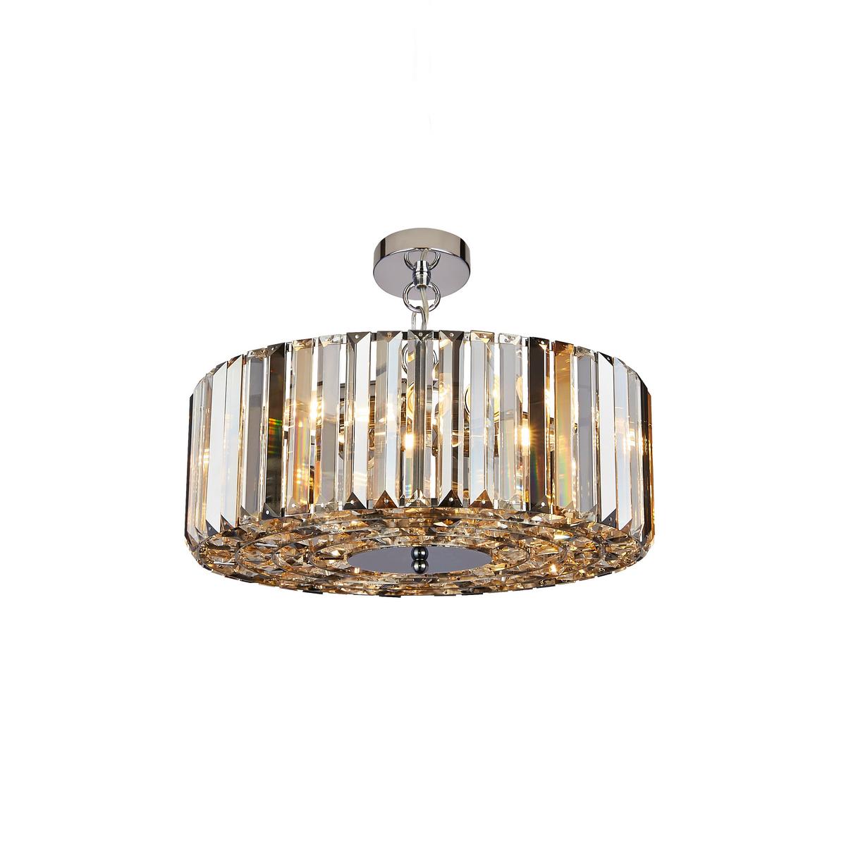 Hängeleuchte Chapeau 82101-4cc - Chromfarben/Bernsteinfarben, KONVENTIONELL, Glas/Metall (42/136cm)