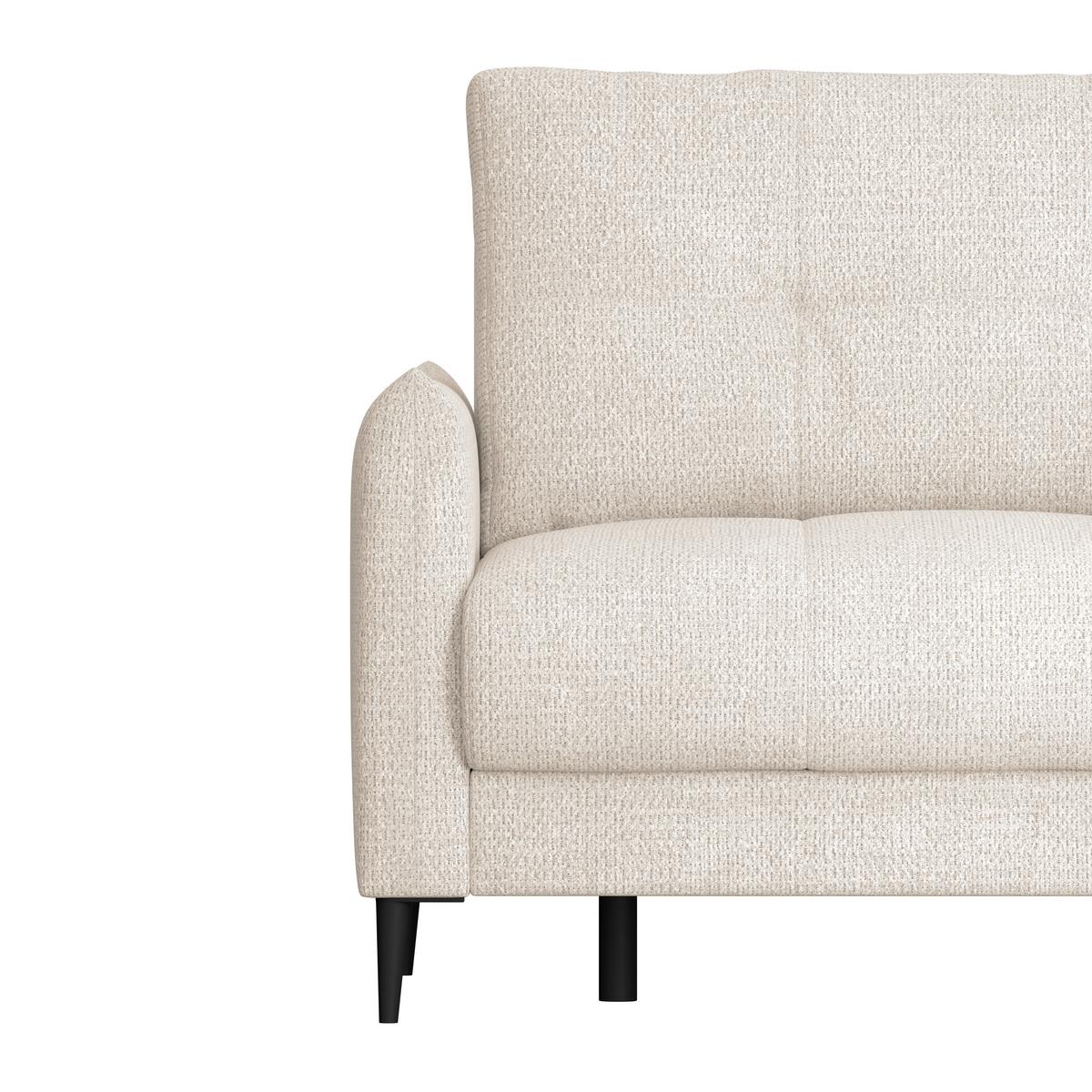 Ecksofa Polis Webstoff weiß, 221x142cm - Schwarz/Weiß, Trend, Textil (221/142cm) - Ondega