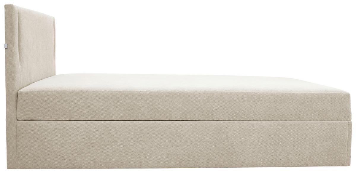 Boxbett mit Bettkasten 120x200 cm Beige Carlos - Beige/Schwarz, Basics, Holzwerkstoff/Textil (121/110/210cm) - Livetastic