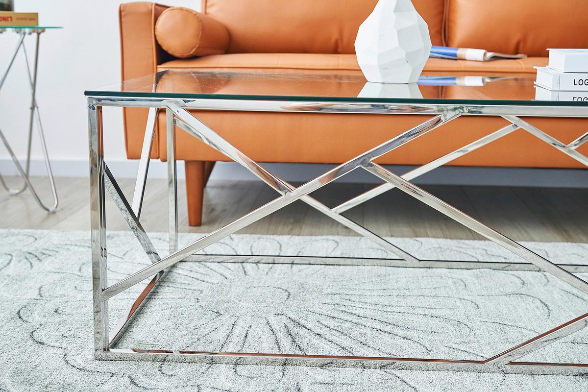 Couchtisch Silberfarben L: 120 Cm - Klar/Silberfarben, Design, Glas/Metall (120/60/45cm) - Livetastic