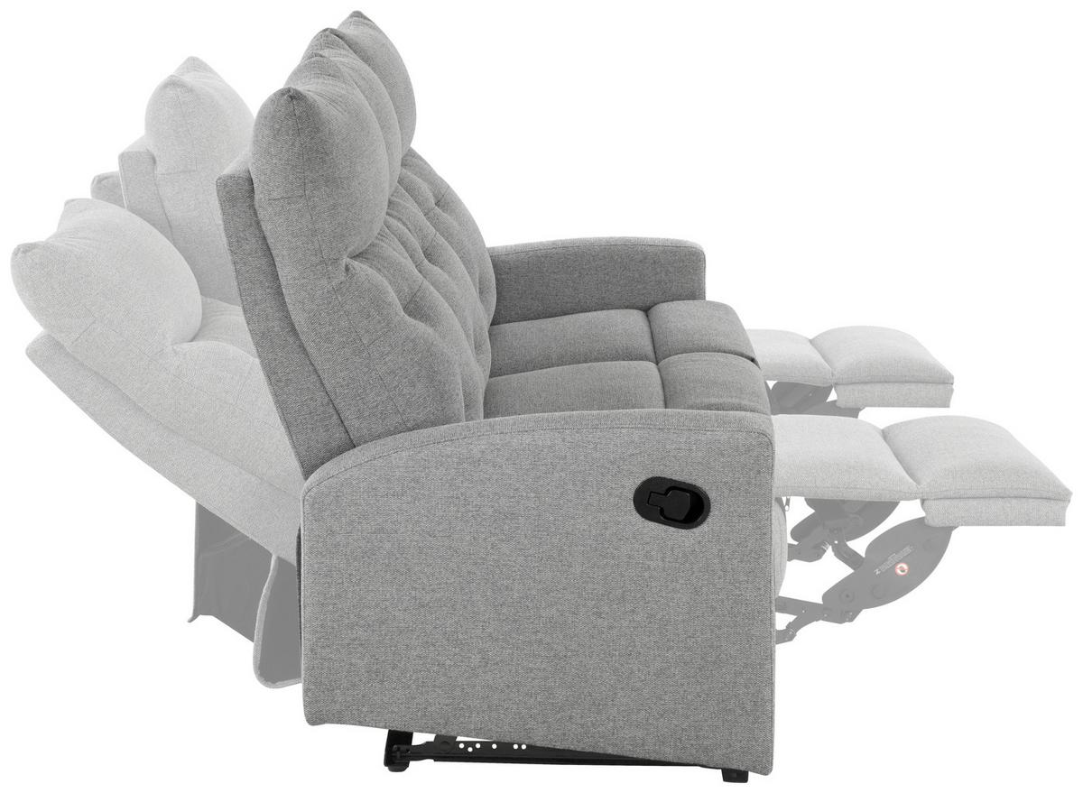 Sitzgarnitur 3-tlg. Nuvia Mit Relaxfunktion Grau - Schwarz/Grau, Design, Textil - Livetastic