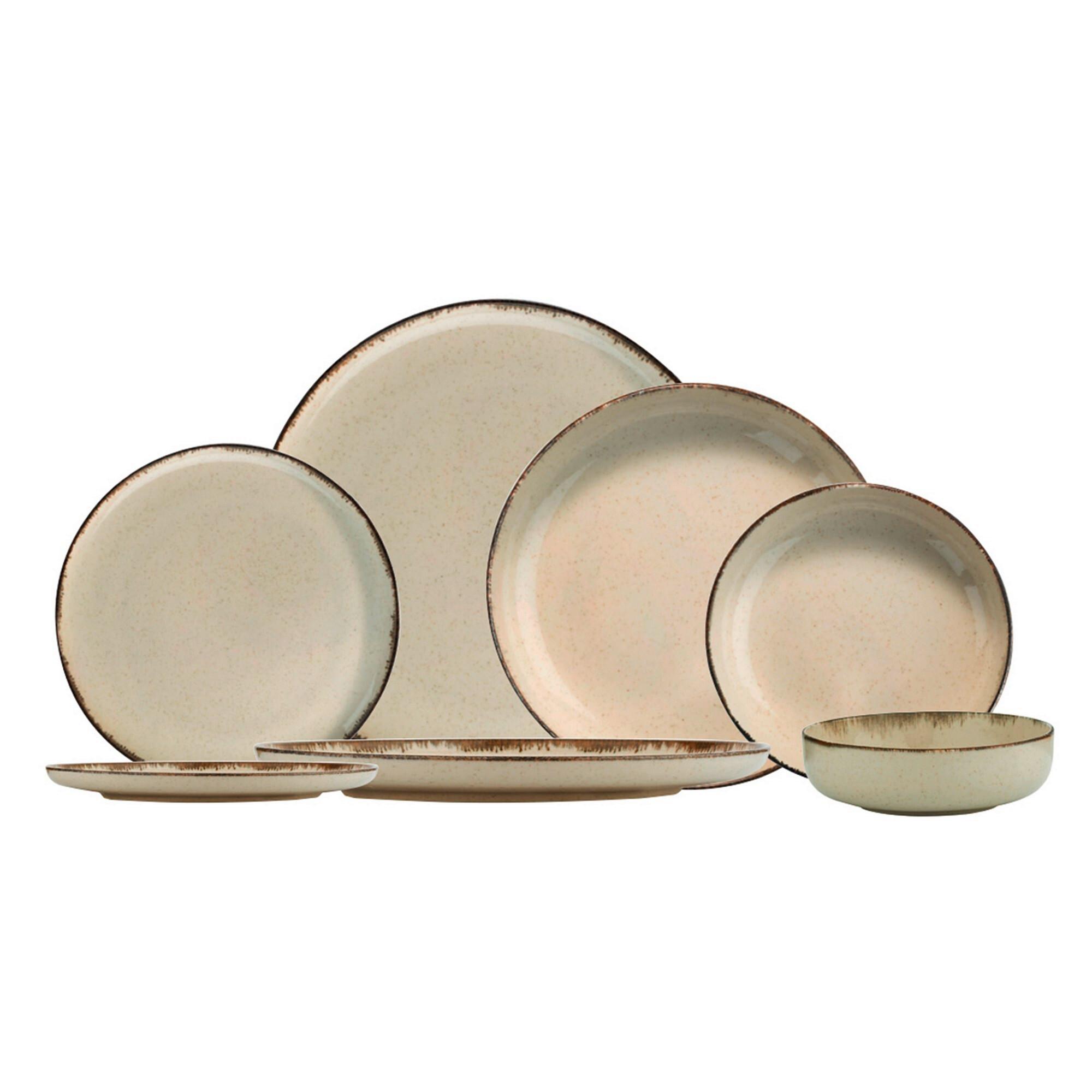 Kombiservice Porzellan für 6 Personen, Cremefarben - Creme, Basics, Keramik - P & B