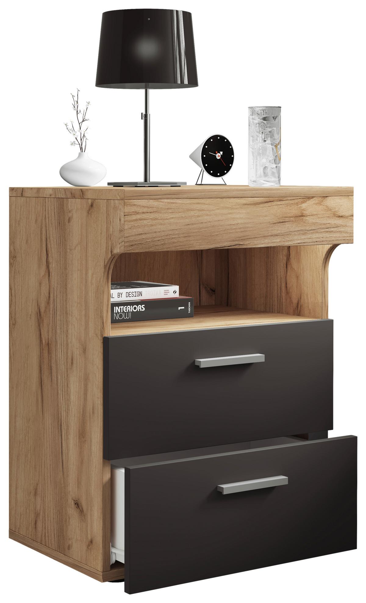 Nachtkästchen Slepal L Anthrazit - Honigeiche/Anthrazit, MODERN, Holzwerkstoff (45/61/39cm) - MID.YOU