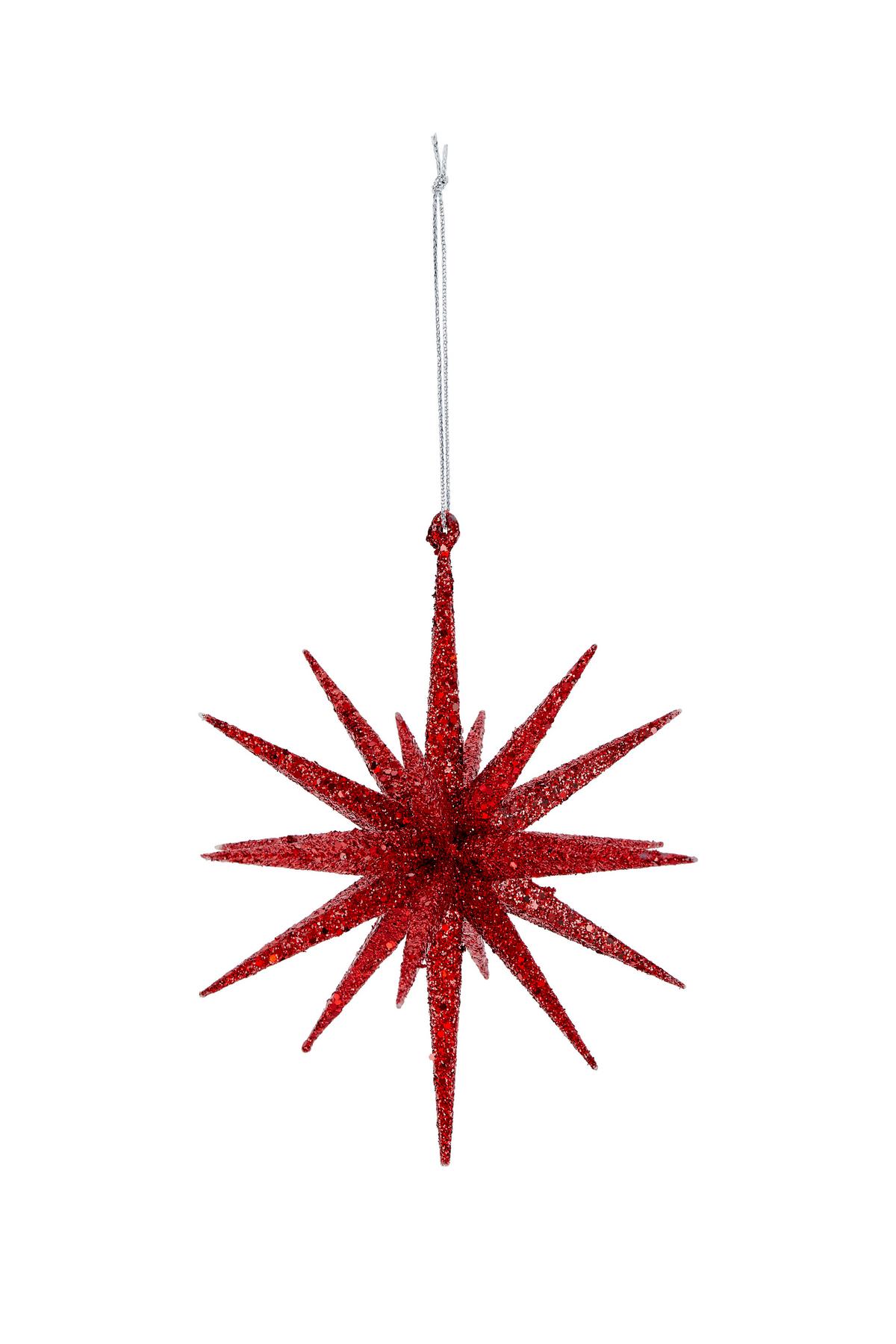 Függődísz Csillag Forma - piros, Basics, műanyag (15/15cm)
