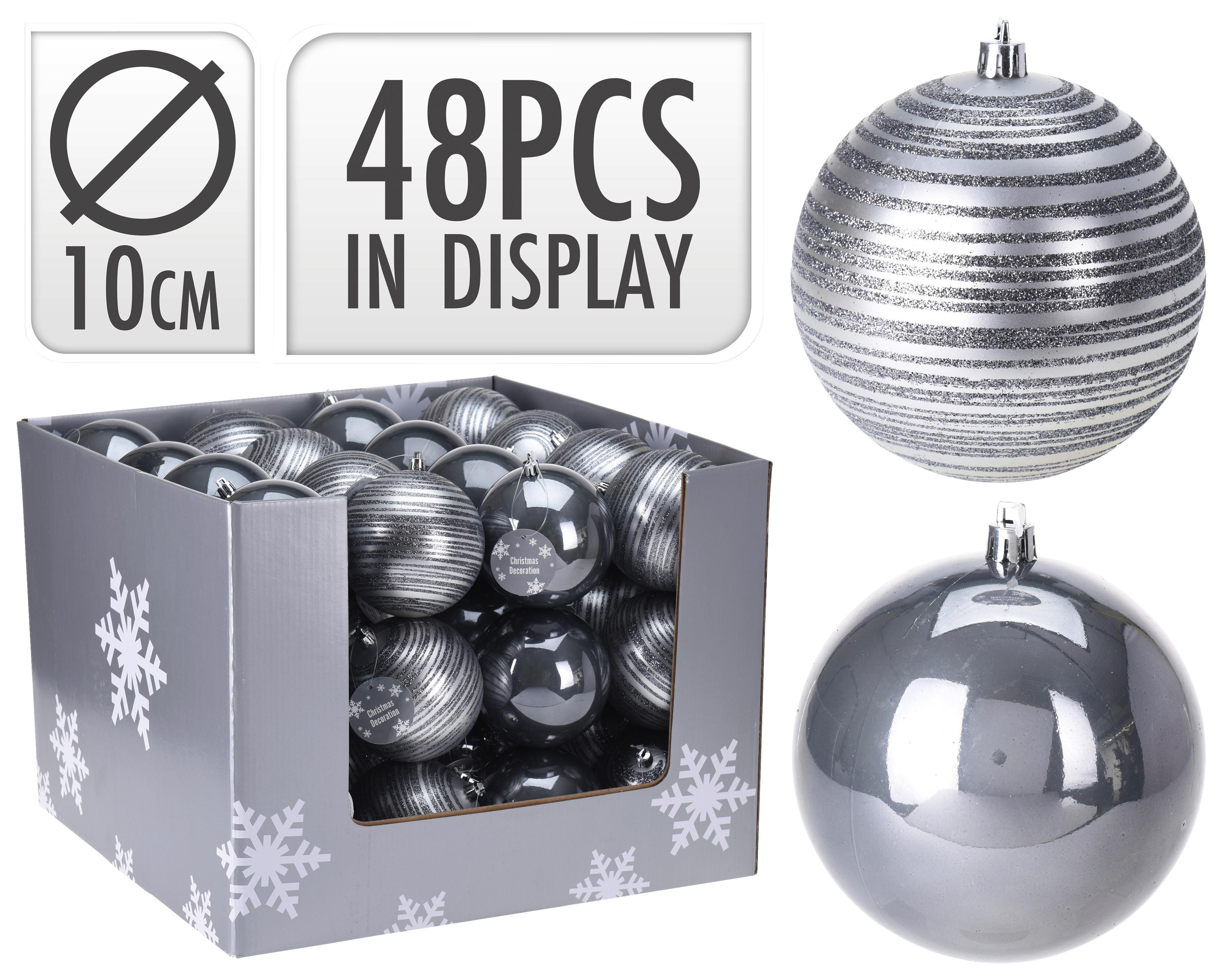 Karácsonyfa Gömb Bea - Világosszürke, modern, Műanyag (12cm)