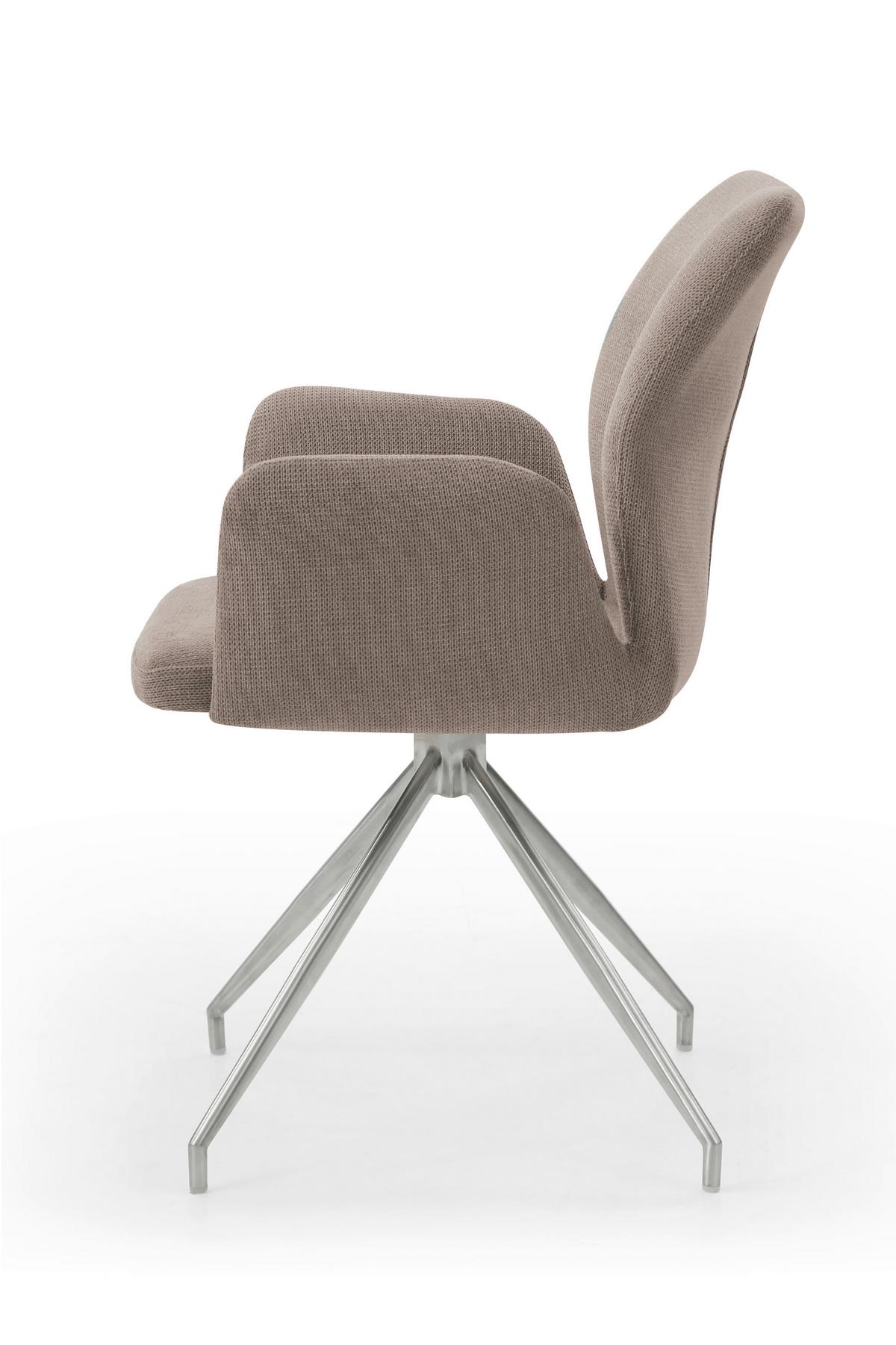 Armlehnstuhl Braun B: 60cm - Silberfarben/Braun, MODERN, Textil/Metall (60/89/62cm) - Livetastic