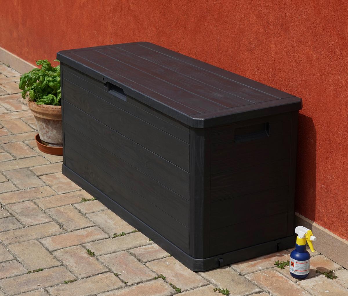 BOX NA VANKÚŠE WOODY - antracitová, Basics, plast (117/56/45cm) - Mömax