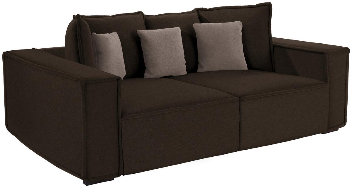 Bigsofa mit Kissen Surf, Webstoff - Taupe/Dunkelbraun, MODERN, Holz/Textil (244/62/117cm) - Luca Bessoni