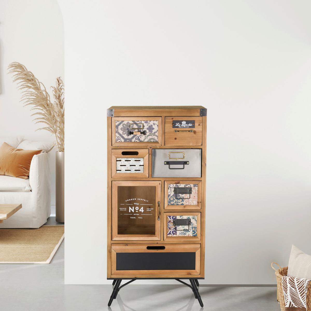 Sideboard Continento S Multicolor/Naturfarben B: 53cm - Multicolor/Schwarz, MODERN, Holz (53/104/32cm) - MID.YOU