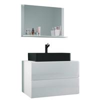 Badezimmer Lendas Bl M - Schwarz/Weiß, MODERN, Glas/Keramik (81cm) - MID.YOU