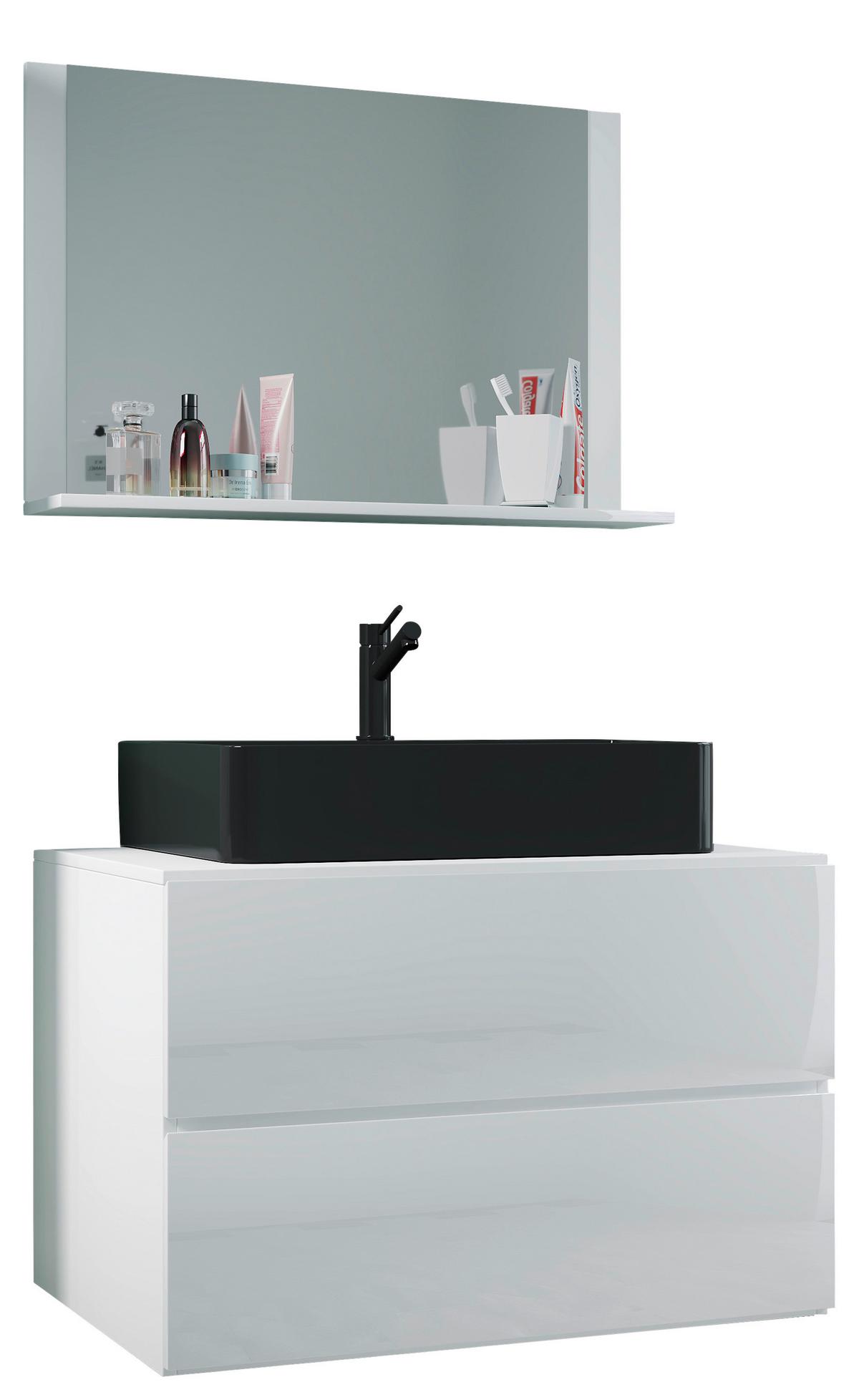 Badezimmer Lendas Bl M - Schwarz/Weiß, MODERN, Glas/Keramik (81cm) - MID.YOU