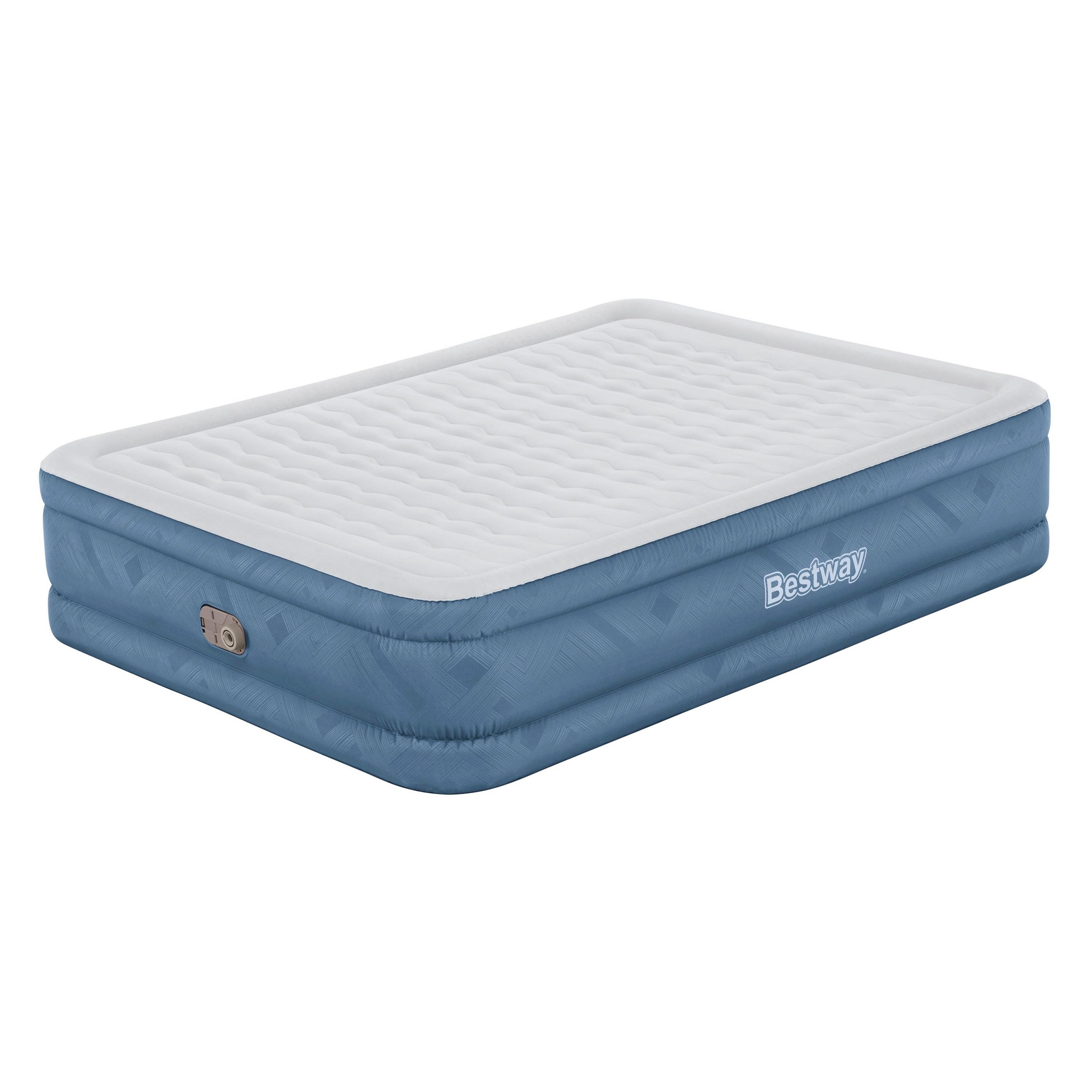 Luftbett Andrea 203x152x46 cm bis 350kg, inkl. Pumpe - Grau/Hellblau, KONVENTIONELL, Kunststoff/Metall (203/152/46cm) - Bestway