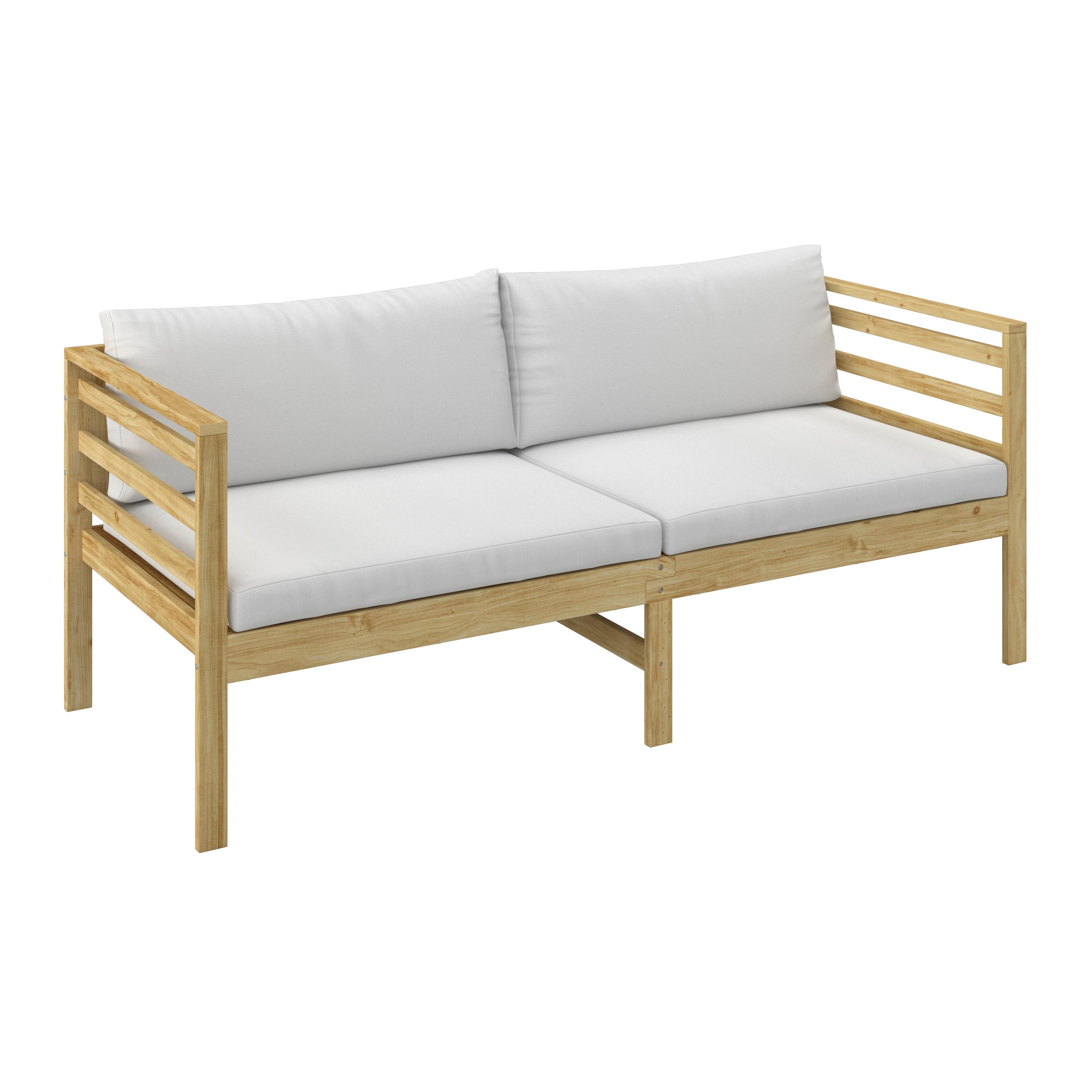 Gartenbank Akazienholz 2-Sitzer Sevilla mit Kissen - Weiß/Akaziefarben, MODERN, Holz/Textil (180/70/74cm) - James Wood