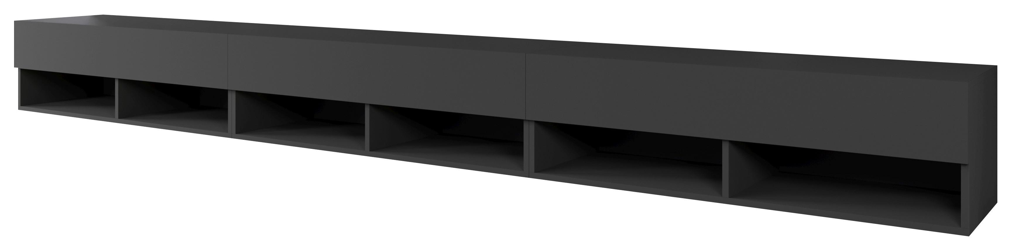 Lowboard A300 Schwarz B: 300 cm - Schwarz/Grau, Trend, Holzwerkstoff (300/27/31cm)