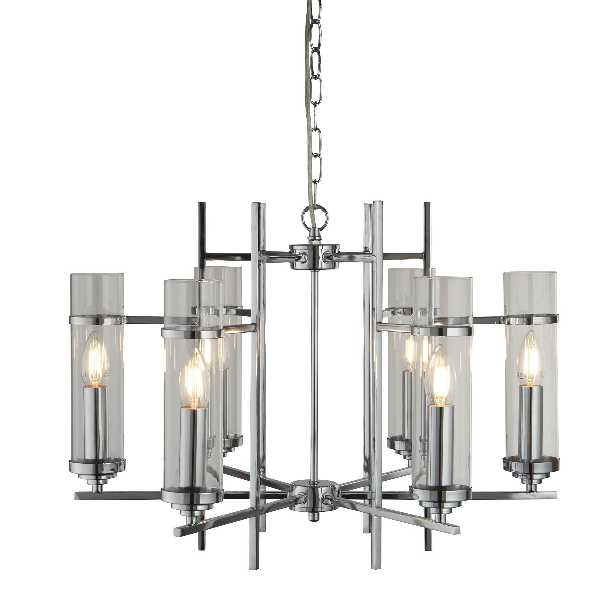 Hängeleuchte 3096-6cc - Chromfarben, Design, Glas/Metall (60/60/42cm)