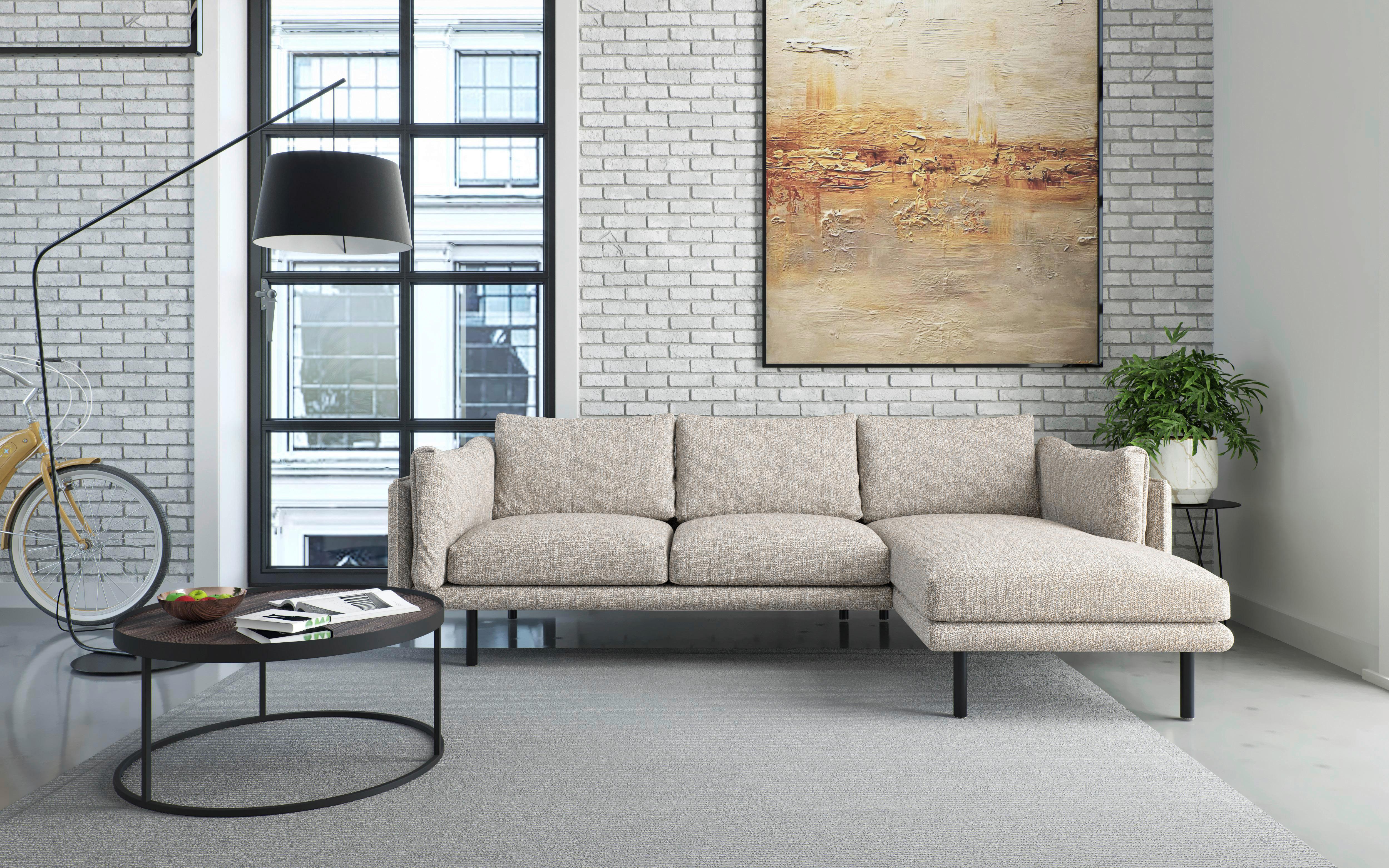Ecksofa Salama - Champagner/Beige, Design, Textil (268/160/100cm) - Livetastic