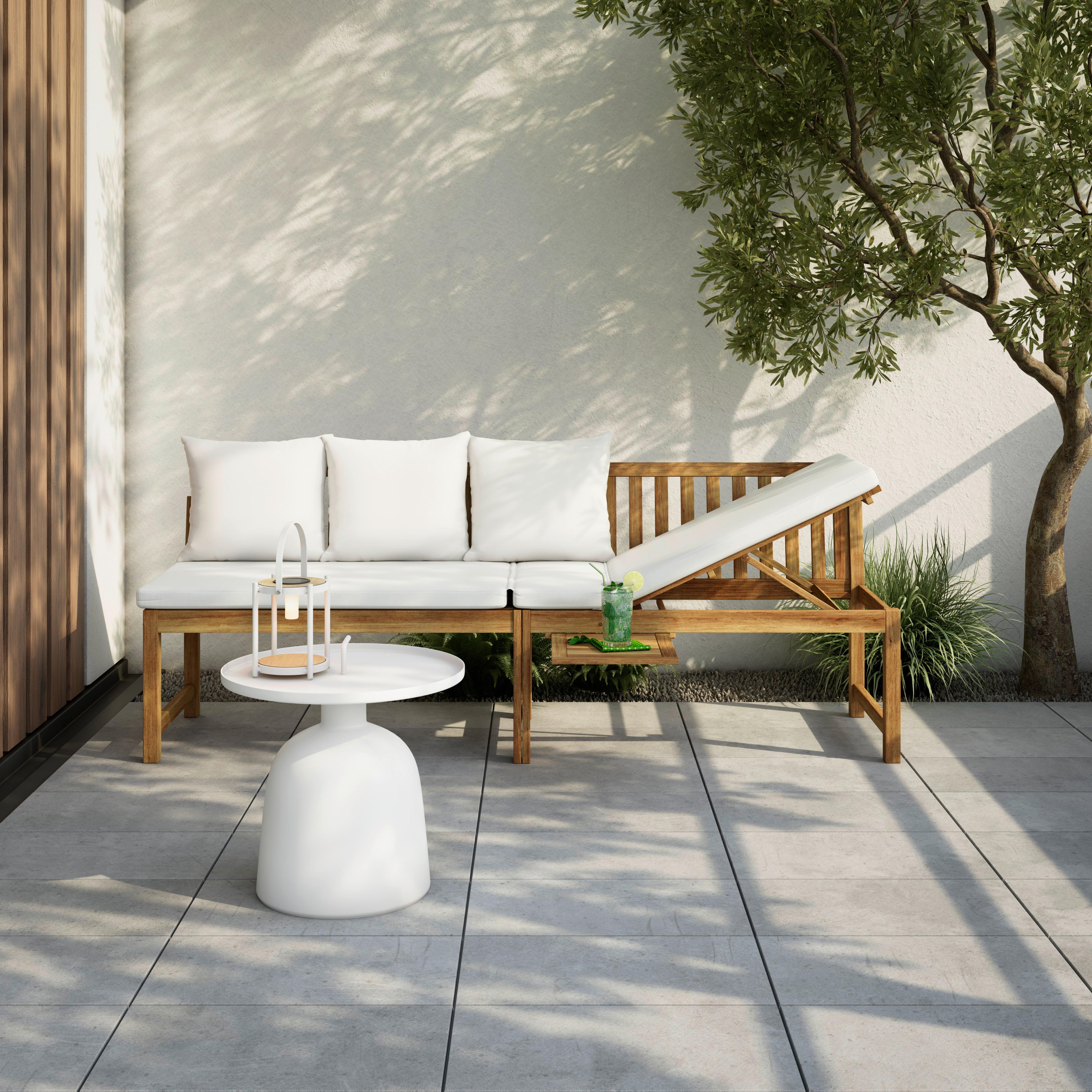 ZÁHRADNÁ LAVICA JUNOA - farba akácie/biela, Modern, drevo/textil (200/75/60cm) - Bessagi Garden