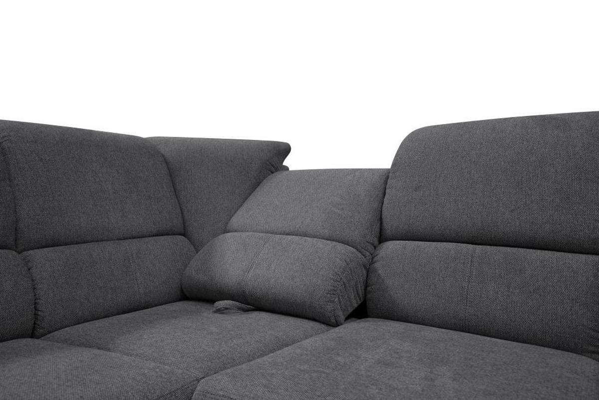 Sedačka MARSYLIA, pravá, tmavě šedá - černá/barvy stříbra, Design, kov/dřevo (270/216cm) - MID.YOU