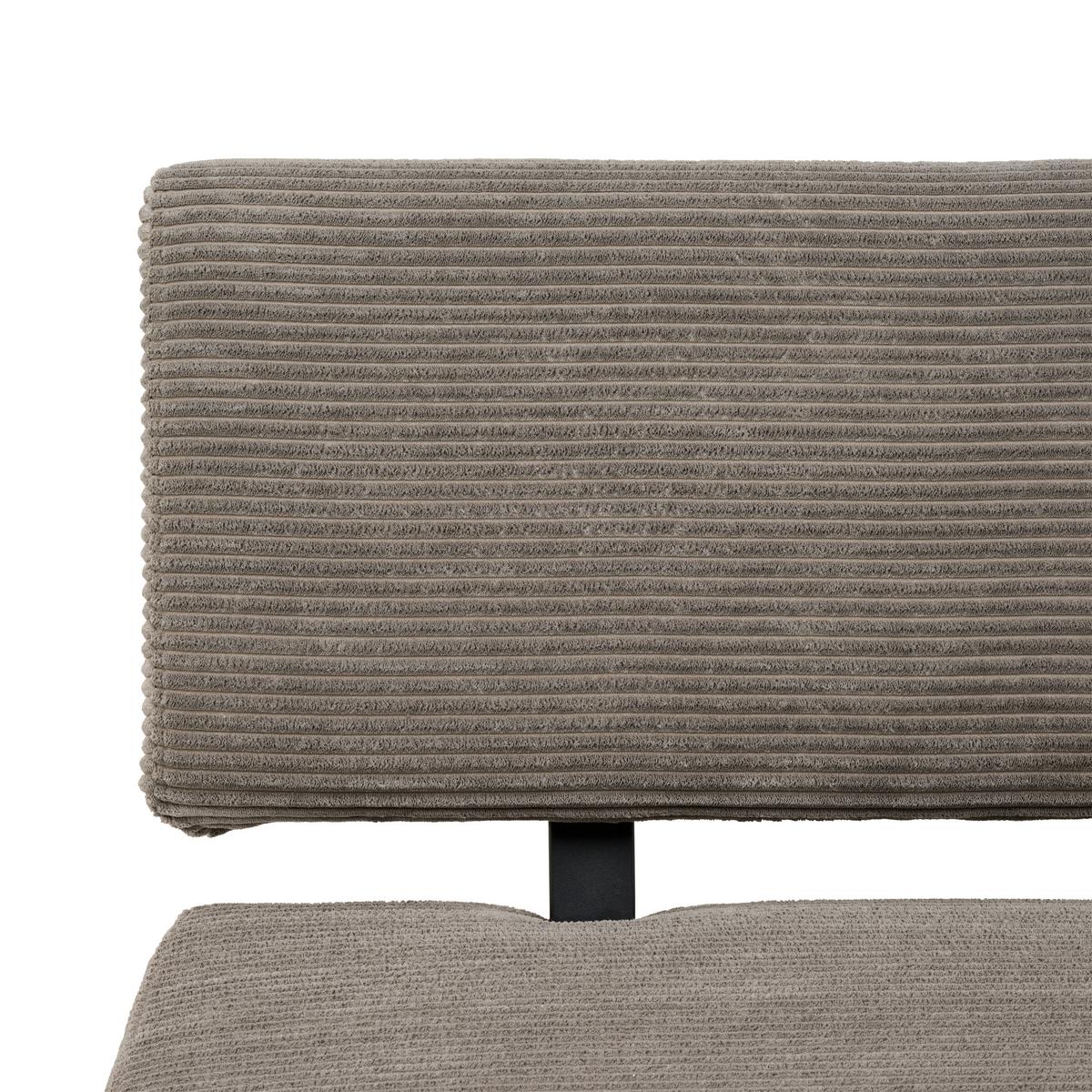 Sitzbank Chios mit Lehne Cord Dunkelgrau, B: 140 cm - Dunkelgrau/Schwarz, KONVENTIONELL, Textil/Metall (140/90/62cm) - MID.YOU