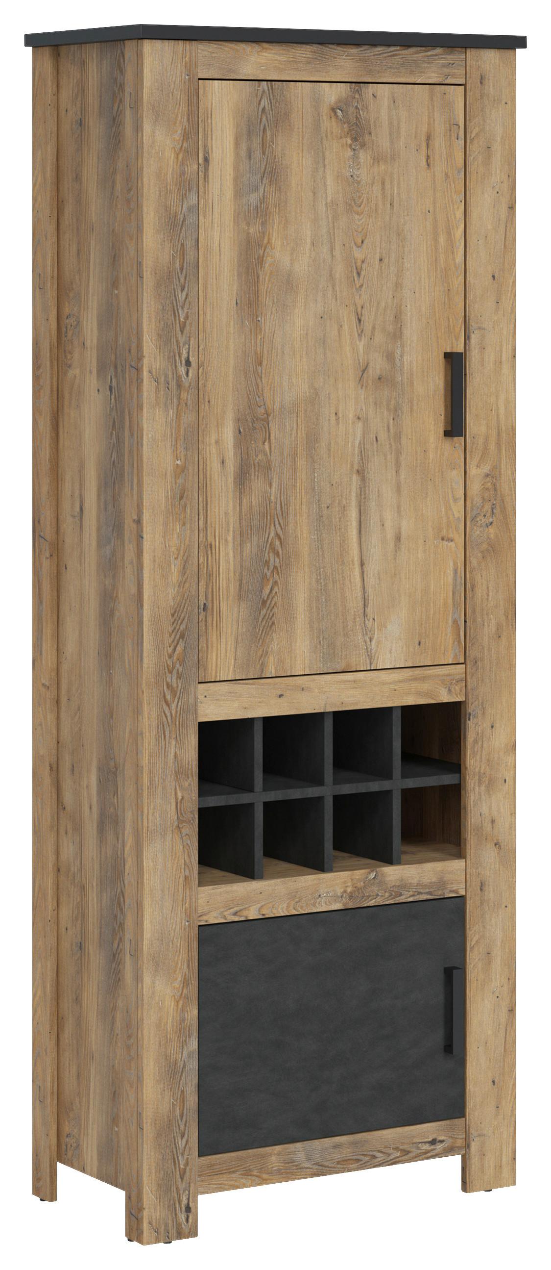 Vitrine Rapallo Kastanie B: 74 Cm - Kastanienfarben/Schwarz, MODERN, Holzwerkstoff (74/191,1/38,5cm)