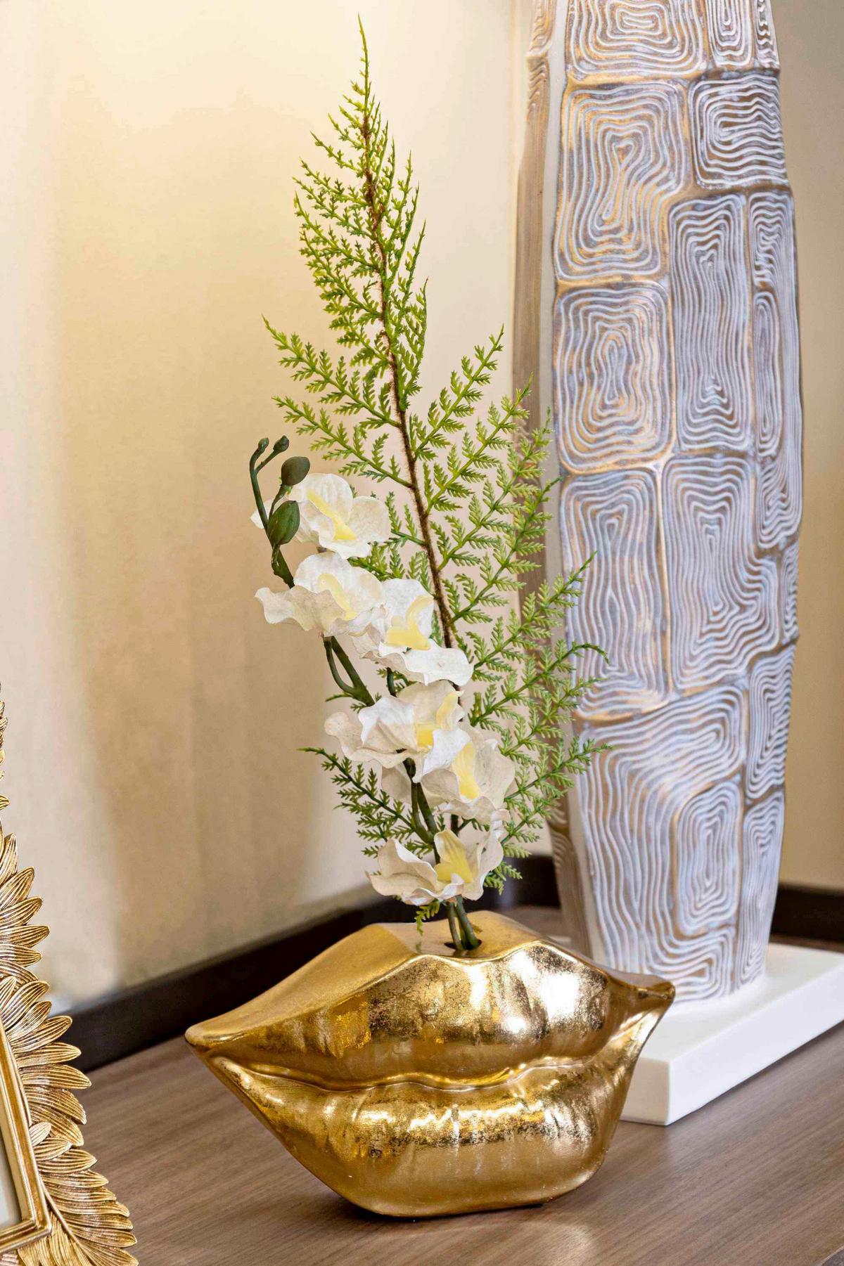 Vase Mouth Lip Goldfarben B: 23 cm - Goldfarben, Basics, Kunststoff (23/12/8cm)