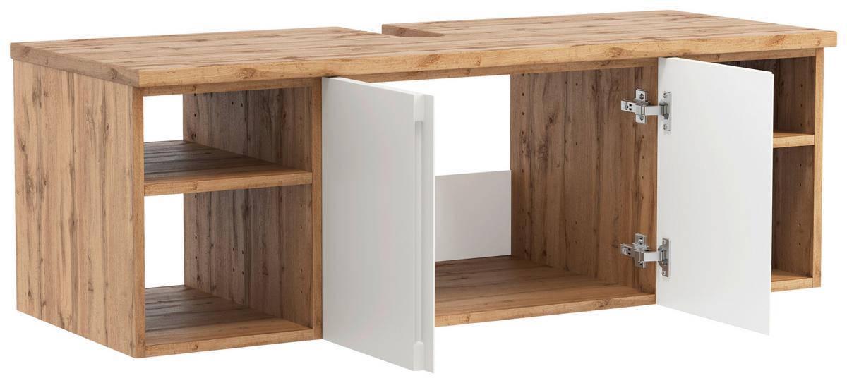 Hängender Waschbecken -Unterschrank Arosa B: 120 cm - Eiche Wotan/Weiß, MODERN, Holzwerkstoff (120/41/47cm) - Held