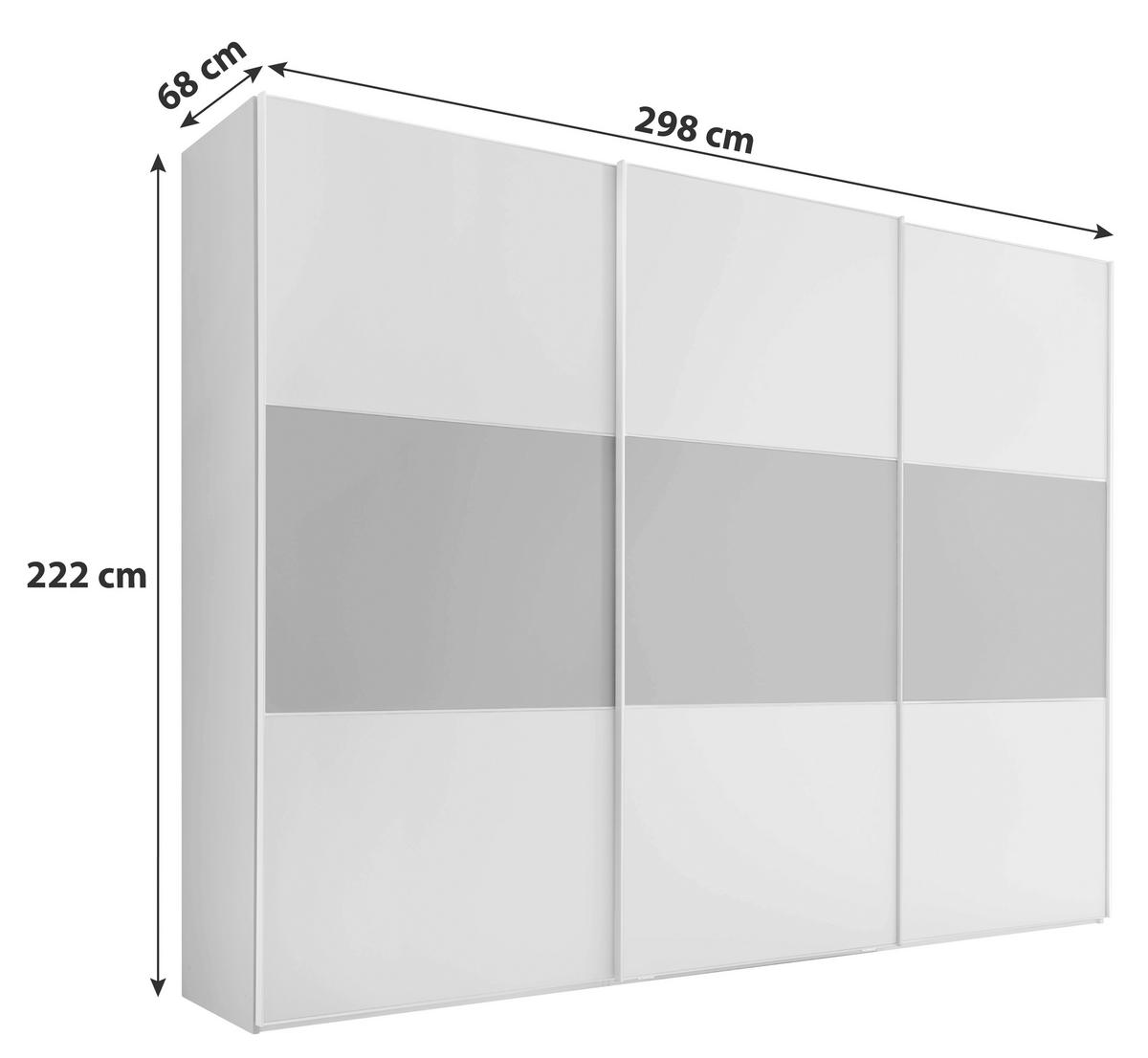 Schwebetürenschrank 298cm Includo, Weiß/anthrazit - Anthrazit/Weiß, Design (298/222/68cm) - MID.YOU