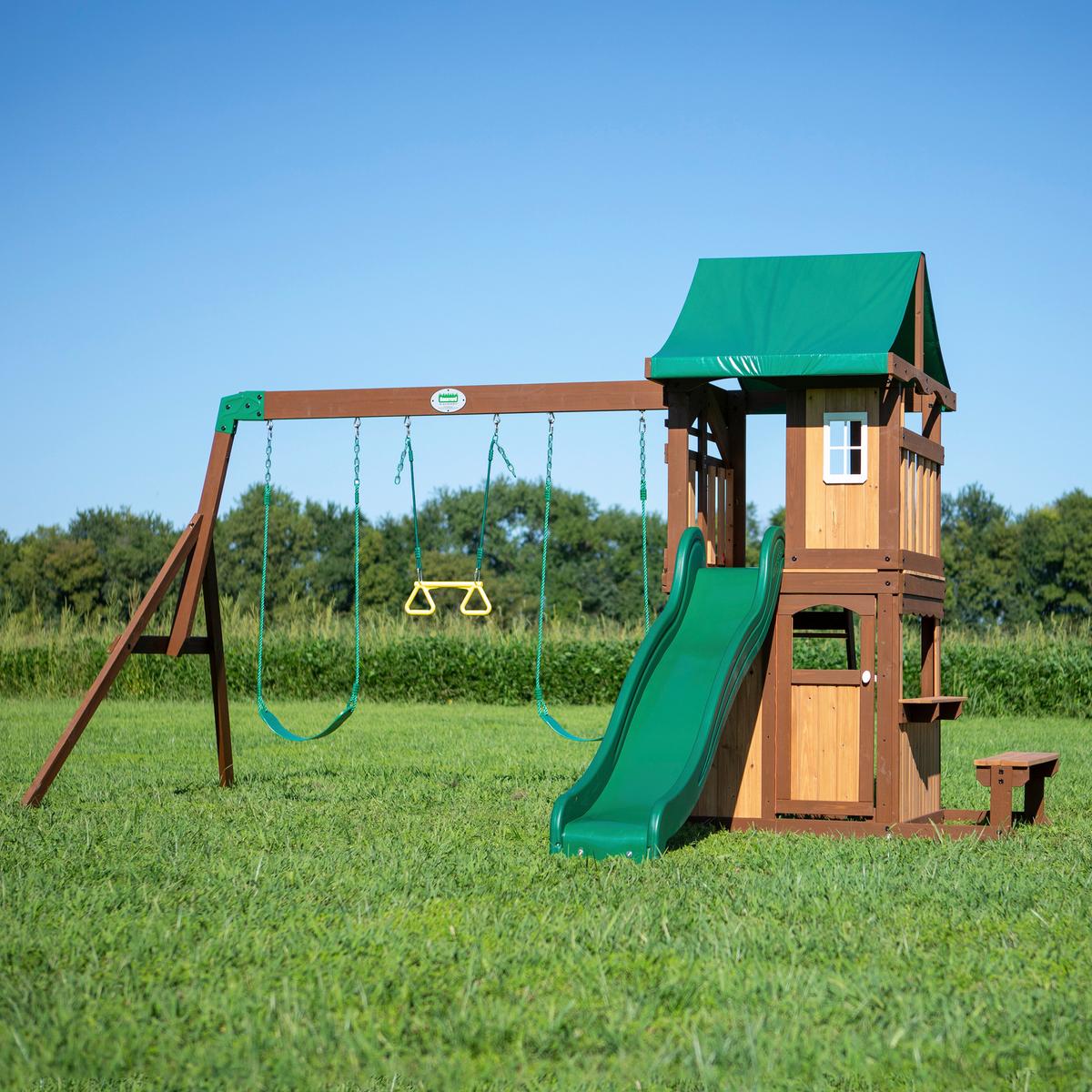 Spielturm Lakewood Braun/grün B: 340 Cm - Braun/Grün, KONVENTIONELL, Holz (340/260/430cm) - Ambia Garden