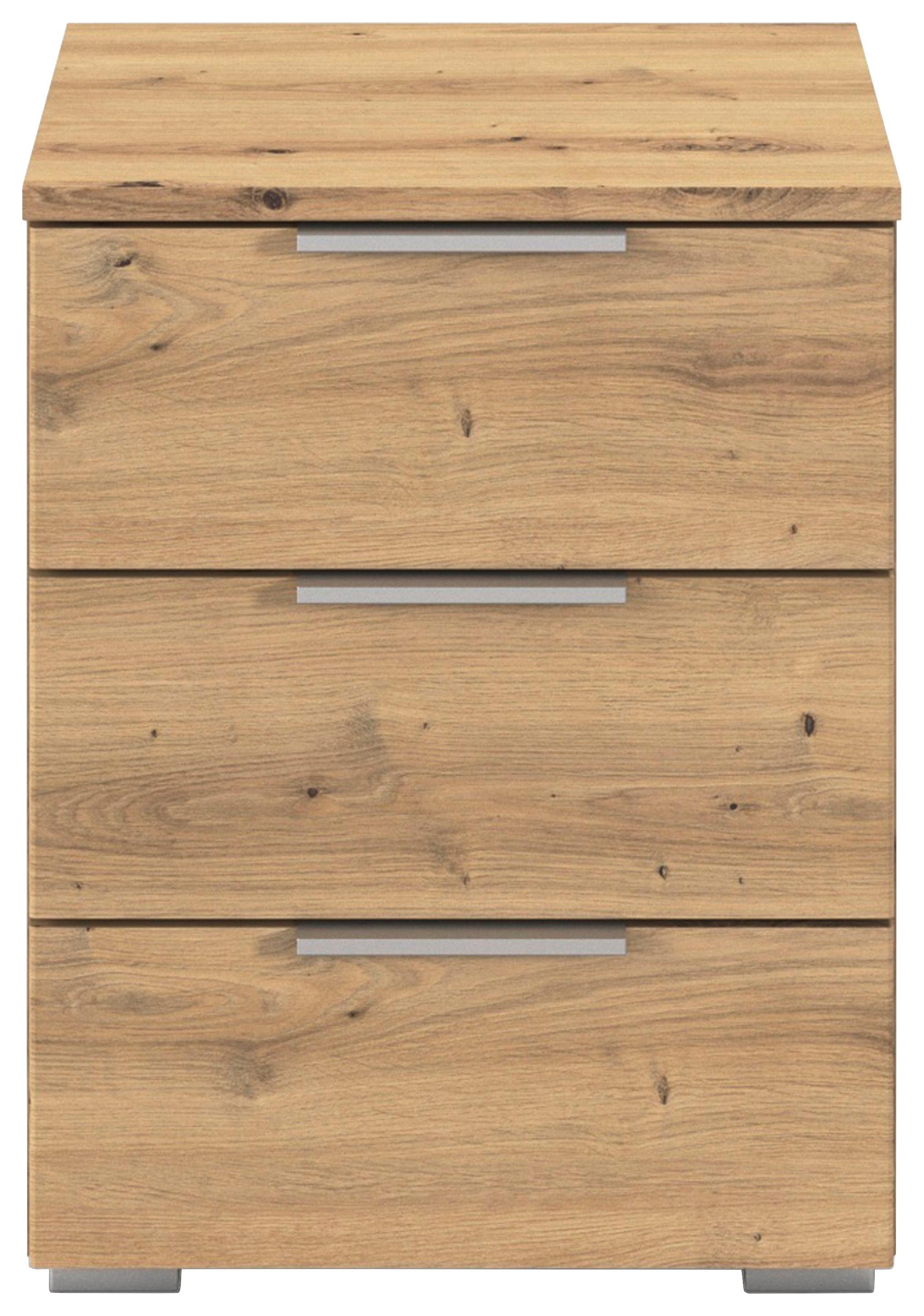 Nachtkästchen Mars 3l Eiche Artisan B: 52 Cm - Alufarben/Eiche Artisan, Basics, Holzwerkstoff (40/52/40cm)