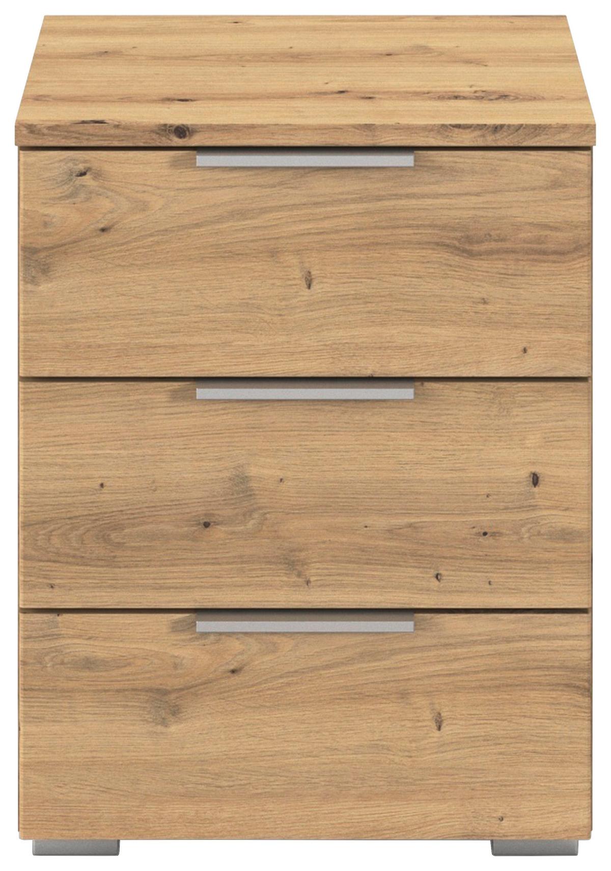 Nachtkästchen Mars 3l Eiche Artisan B: 52 cm - Alufarben/Eiche Artisan, Basics, Holzwerkstoff (40/52/40cm)