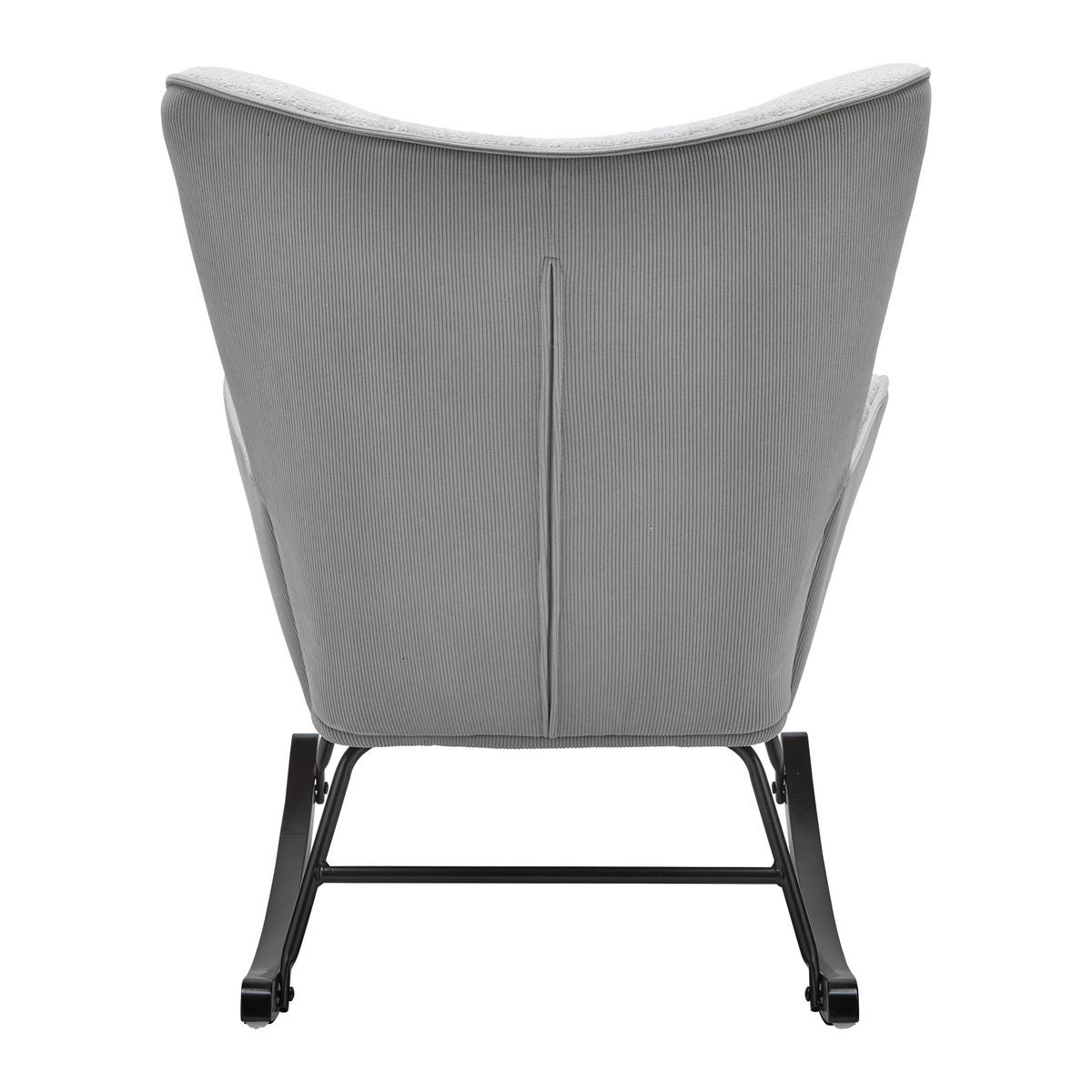 Hojdacie kreslo ROCK, sivá, max. 140 kg - čierna/sivá, Modern, kov/drevo (66/90/77cm) - Mömax