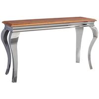 Konsolentisch Massiv, B: 130 cm Beine Metall Sheeshamfarben - Silberfarben/Sheeshamfarben, MODERN, Holz/Metall (130/42/76,5cm) - MID.YOU