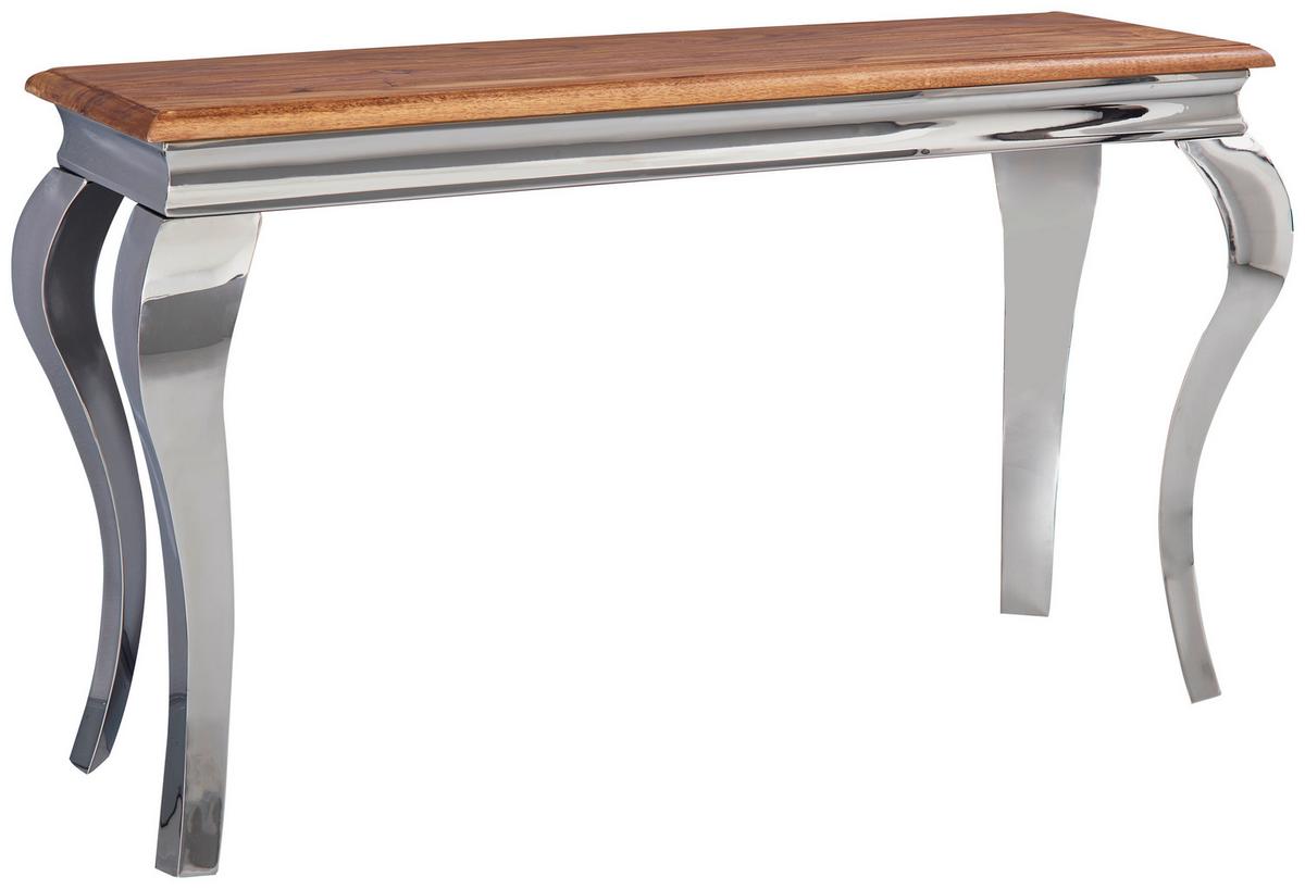 Konsolentisch Massiv, B: 130 cm Beine Metall Sheeshamfarben - Silberfarben/Sheeshamfarben, MODERN, Holz/Metall (130/42/76,5cm) - MID.YOU