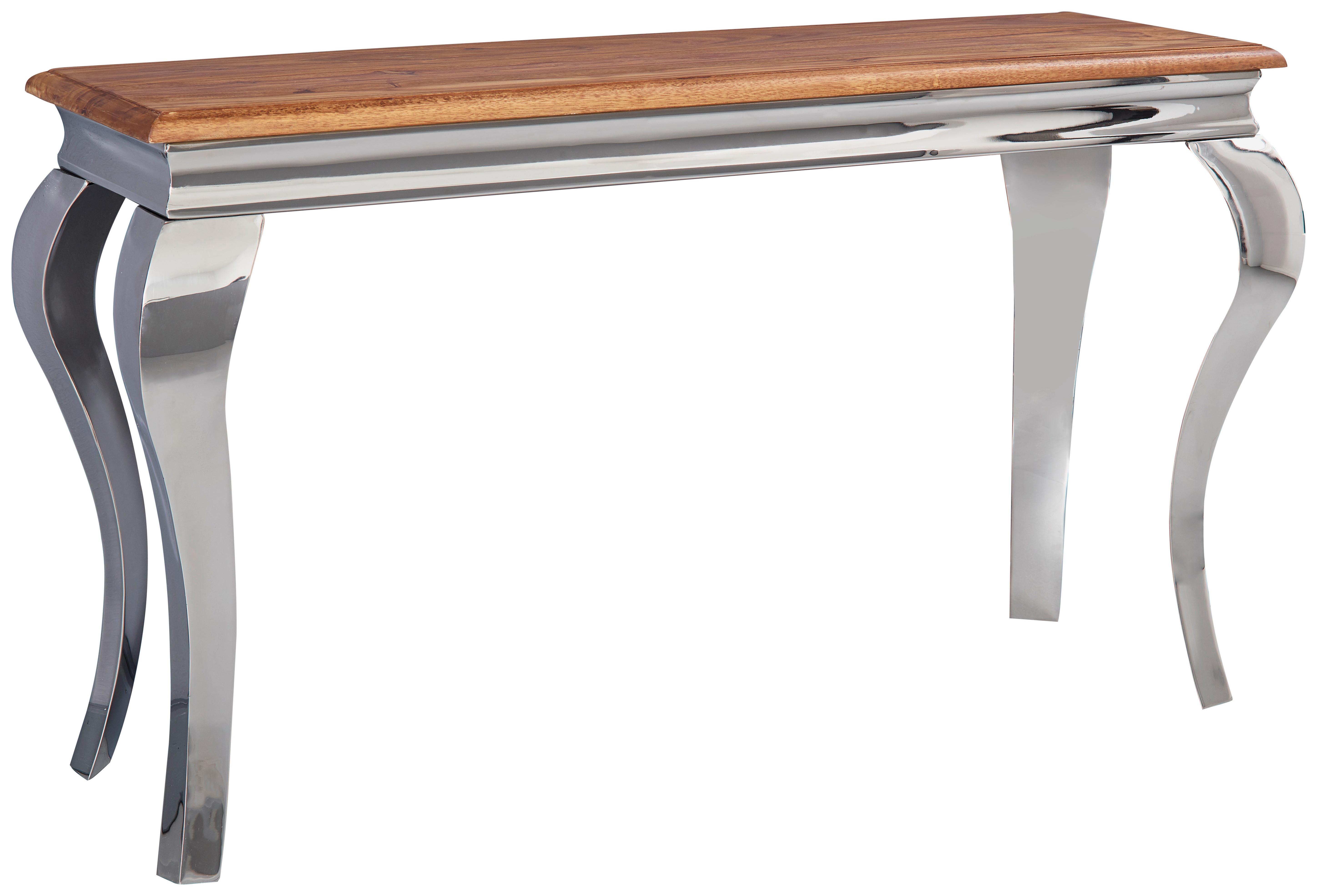 Konsolentisch Massiv, B: 130 cm Beine Metall Sheeshamfarben