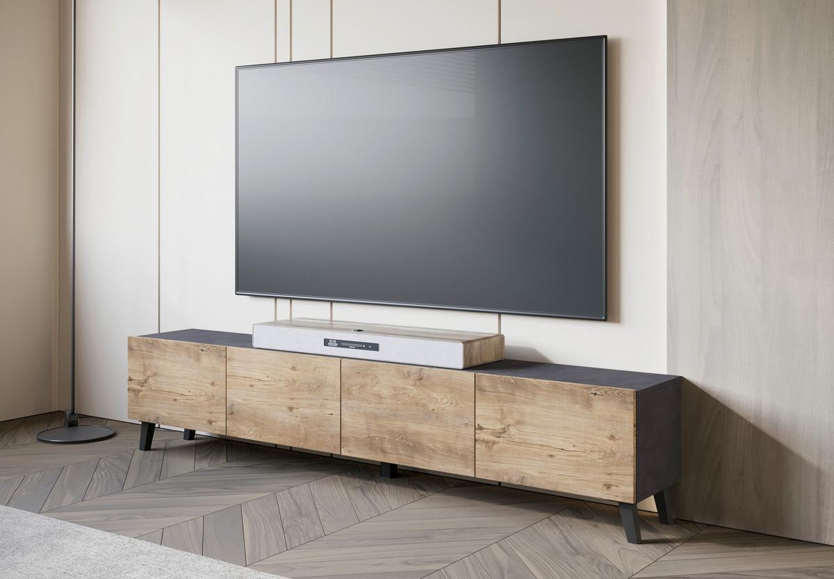 Lowboard Phuket 190 Anthrazit, Kastanie B: 190 Cm - Kastanieneichefarben/Anthrazit, Design, Holz/Holzwerkstoff (190/40/32cm) - Livetastic