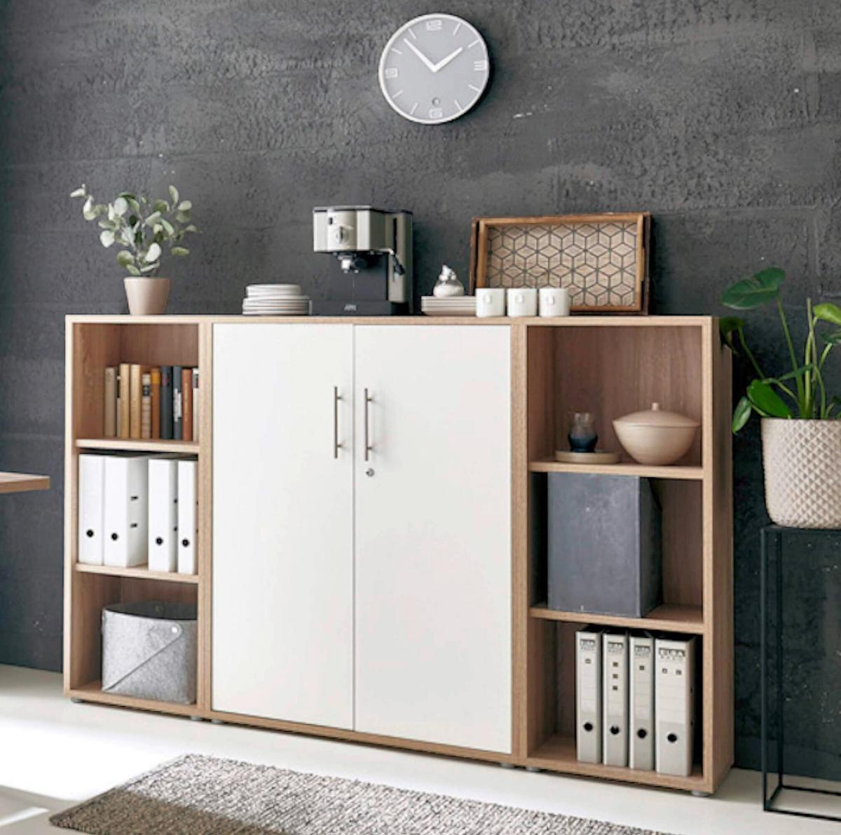 Büro Office Edition Mini Sonoma Eiche Dekor/Weiß - Weiß/Sonoma Eiche, MODERN, Holzwerkstoff/Metall - MID.YOU