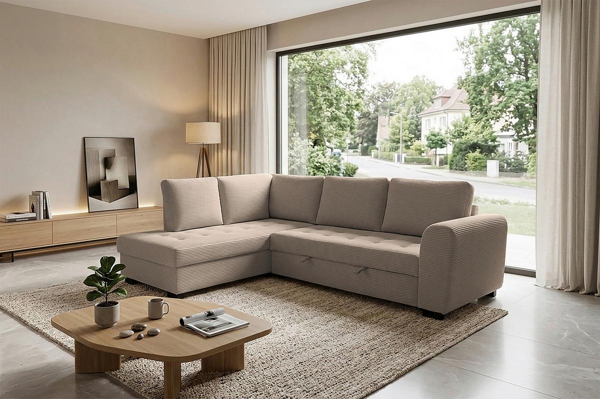 Ecksofa John Karamell S: 178x239 Cm - Karamell/Schwarz, Trend, Textil (178/239cm)