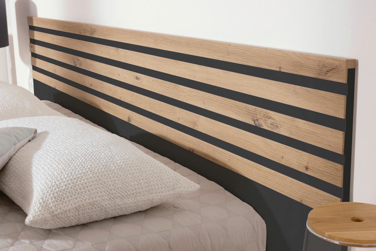 Bettanlage mit Nachtkästchen 180x200 cm Lamella Grau/Eiche - Eiche Artisan/Grau, MODERN, Holzwerkstoff (180/200cm) - Rauch Möbel