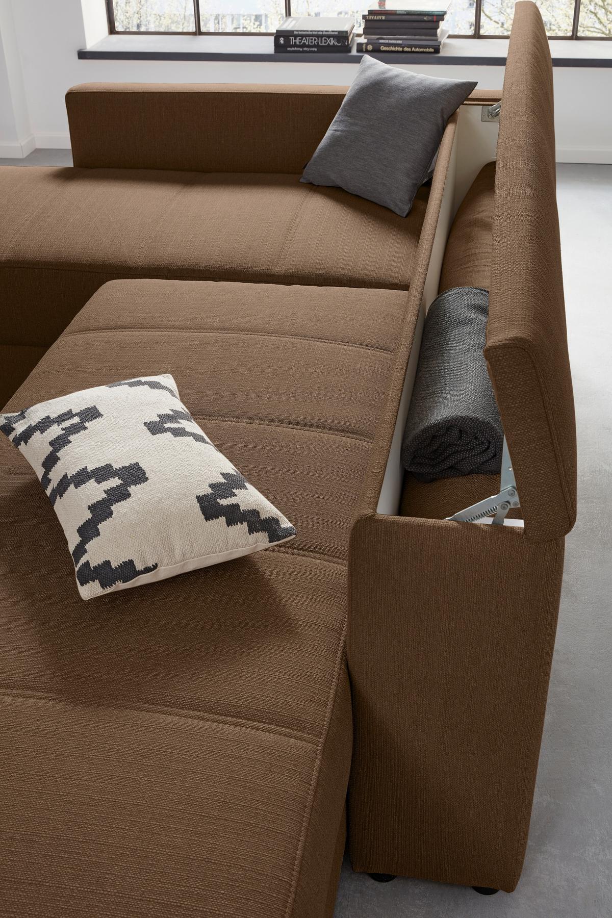 Ecksofa Looks IIi - Dunkelbraun/Schwarz, Design, Textil (287/229cm) - LOOKS by W.Joop