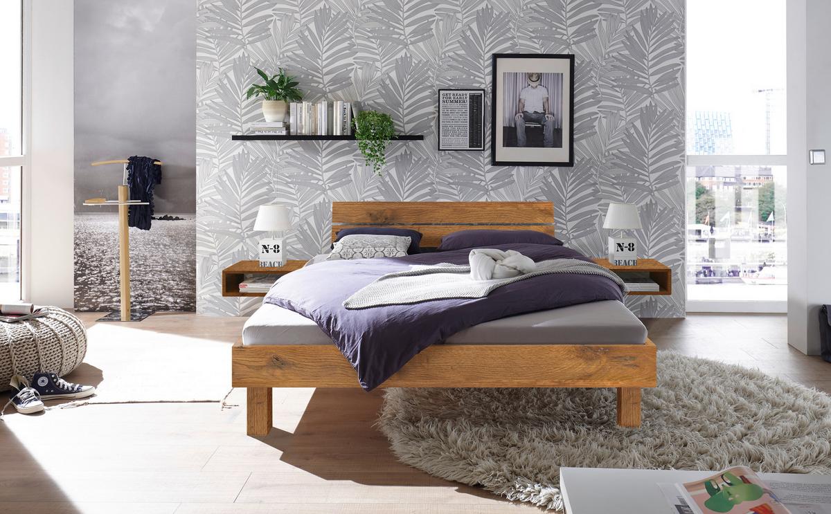 Bett Prato Kopfteil Mit 2 Paneele 200x200 Cm - Wildeiche/Eichefarben, Natur, Holz (200/200cm) - Hasena