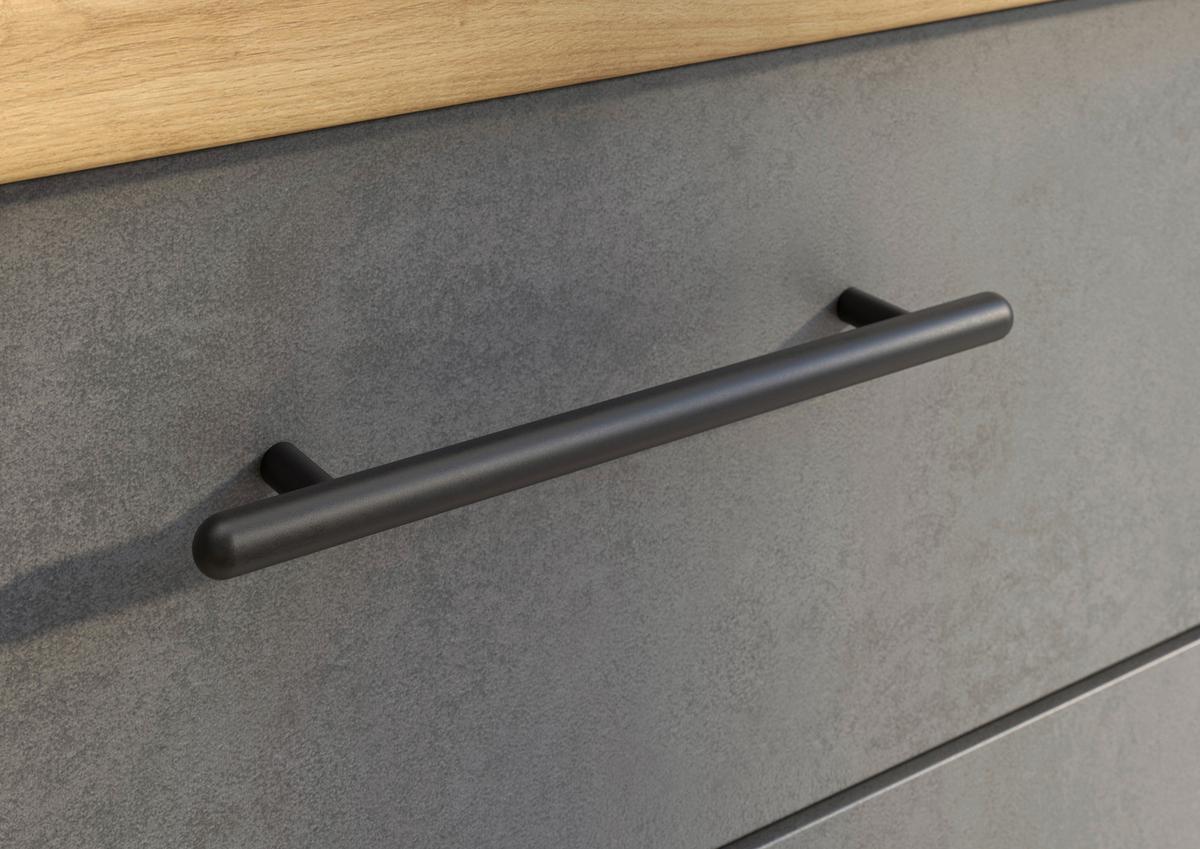 Küchenblock Capri D. Grau/eiche Dekor B: 280 Cm - Dunkelgrau/Eiche Artisan, Basics, Glas/Holzwerkstoff (280cm) - MID.YOU