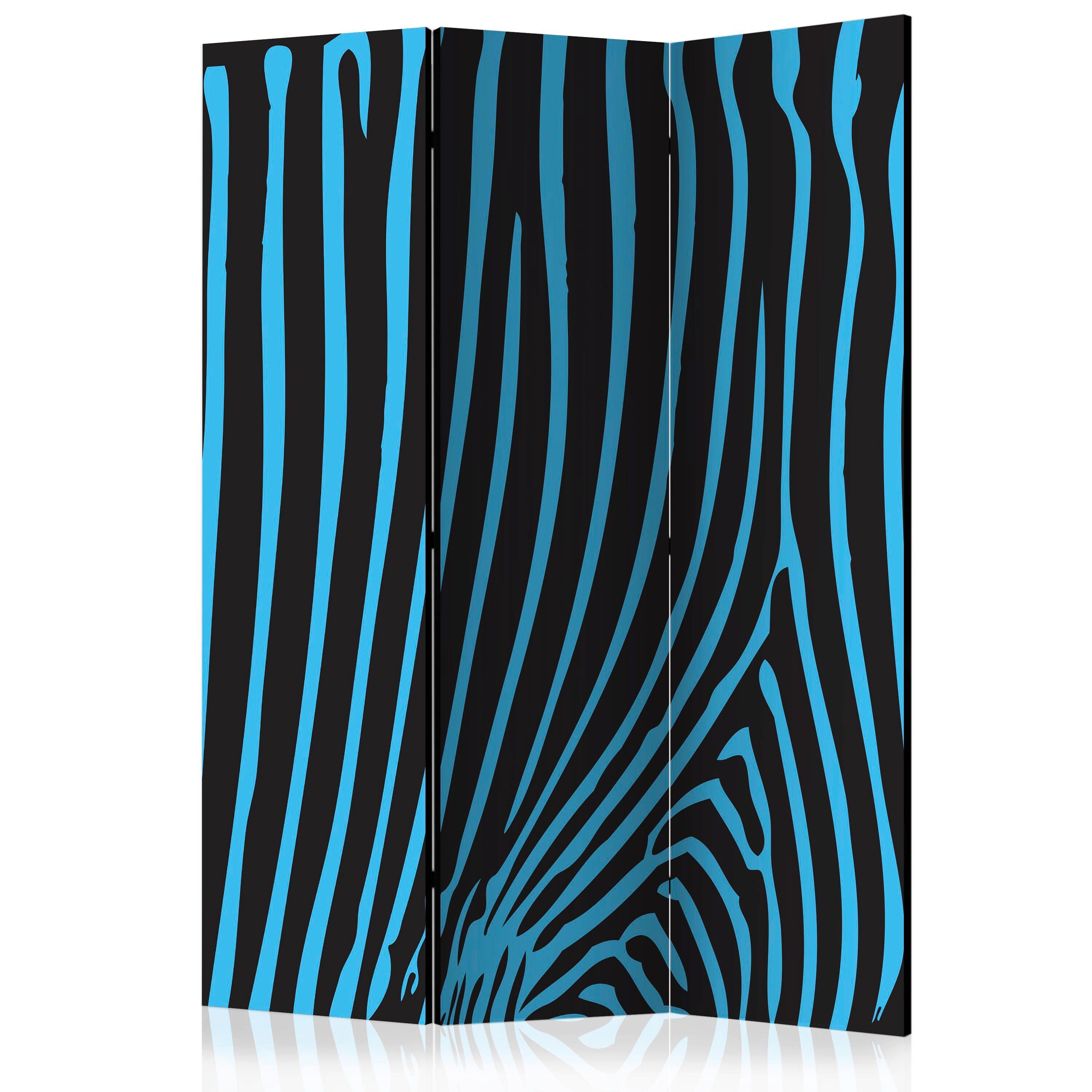 PARAVENT Blau Schwarz B: 135 cm - Blau/Schwarz, Basics, Holz/Textil (135/172/3cm) - artgeist
